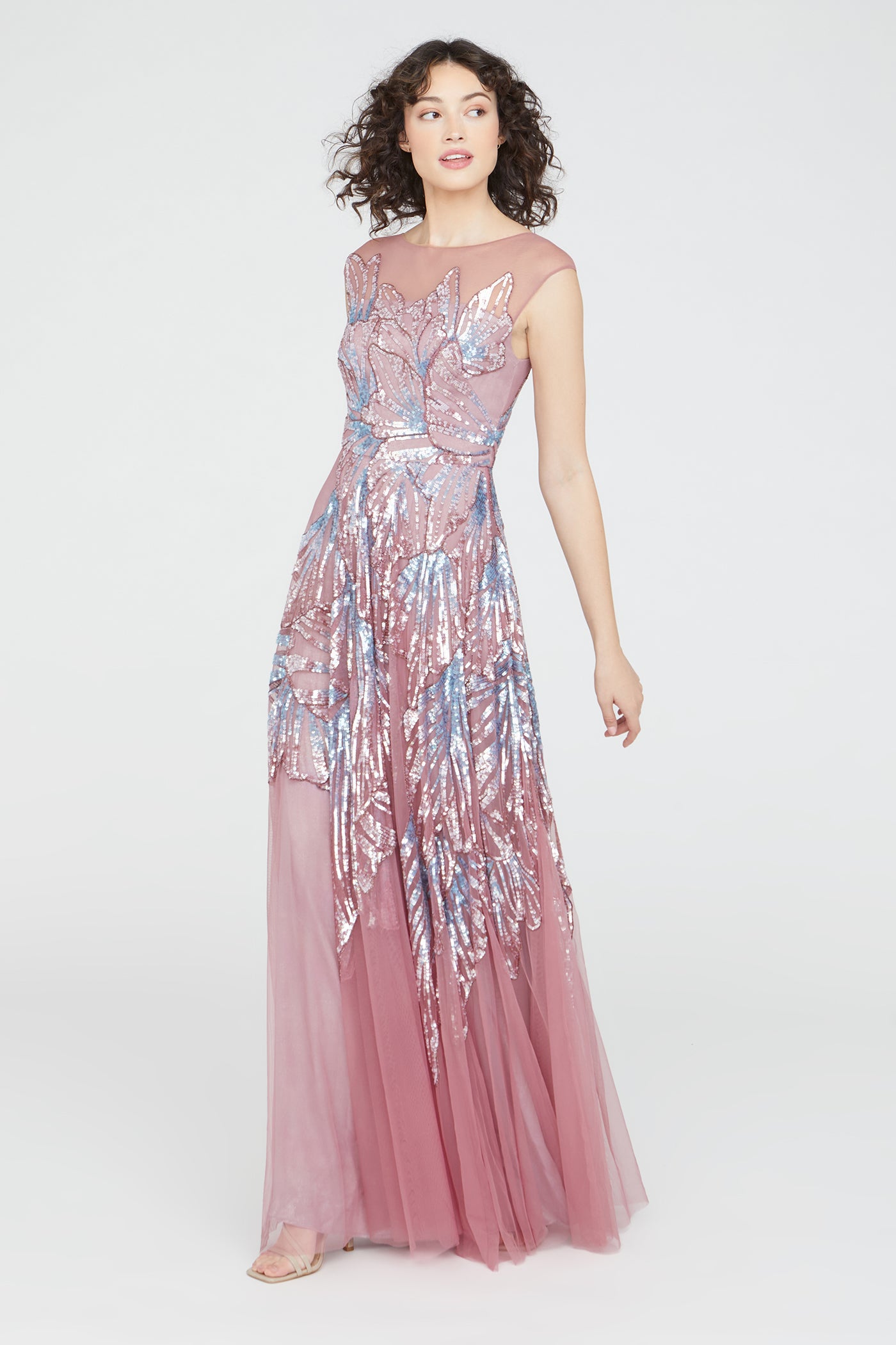 Aviana Beaded Cap Sleeve Gown