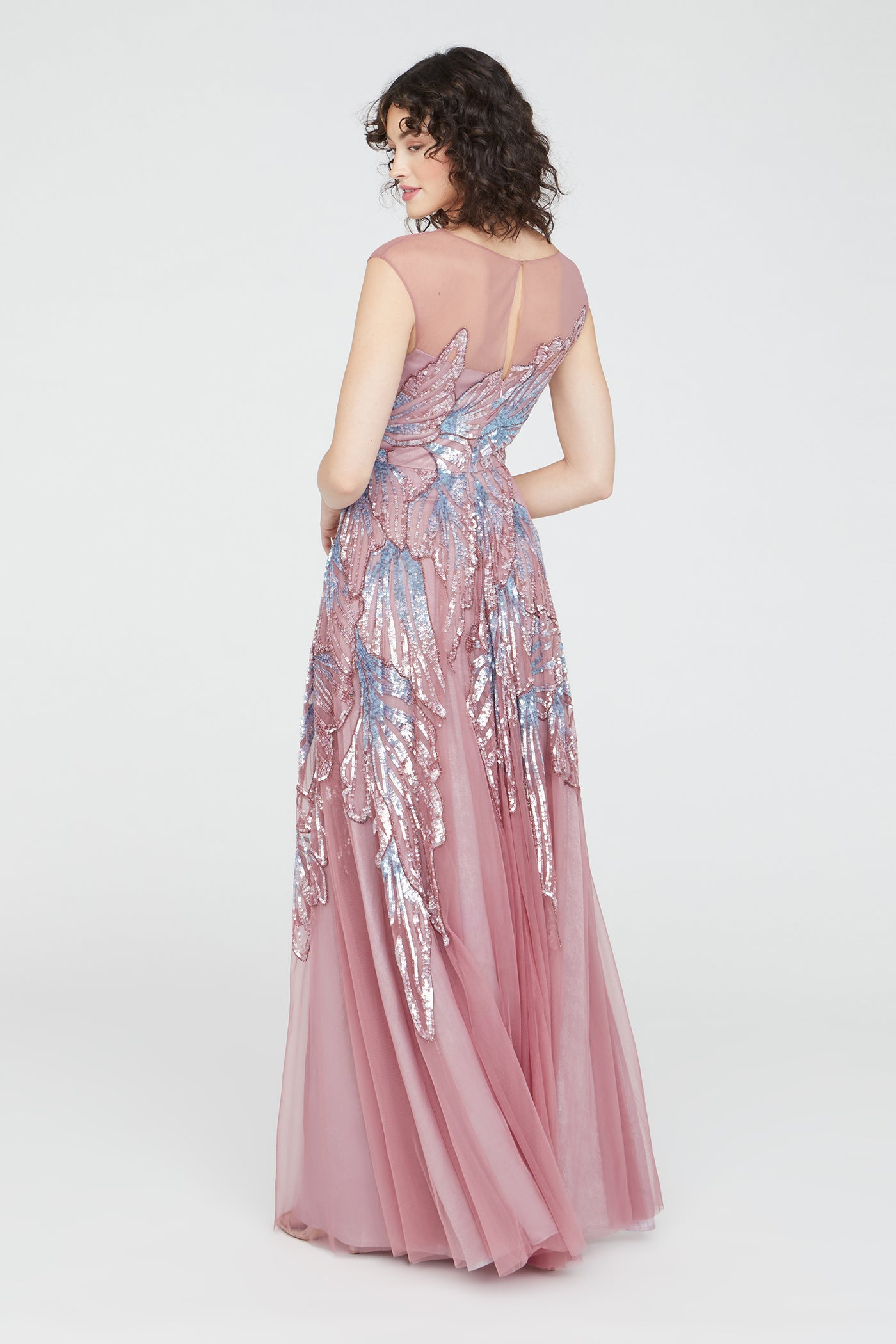Aviana Beaded Cap Sleeve Gown