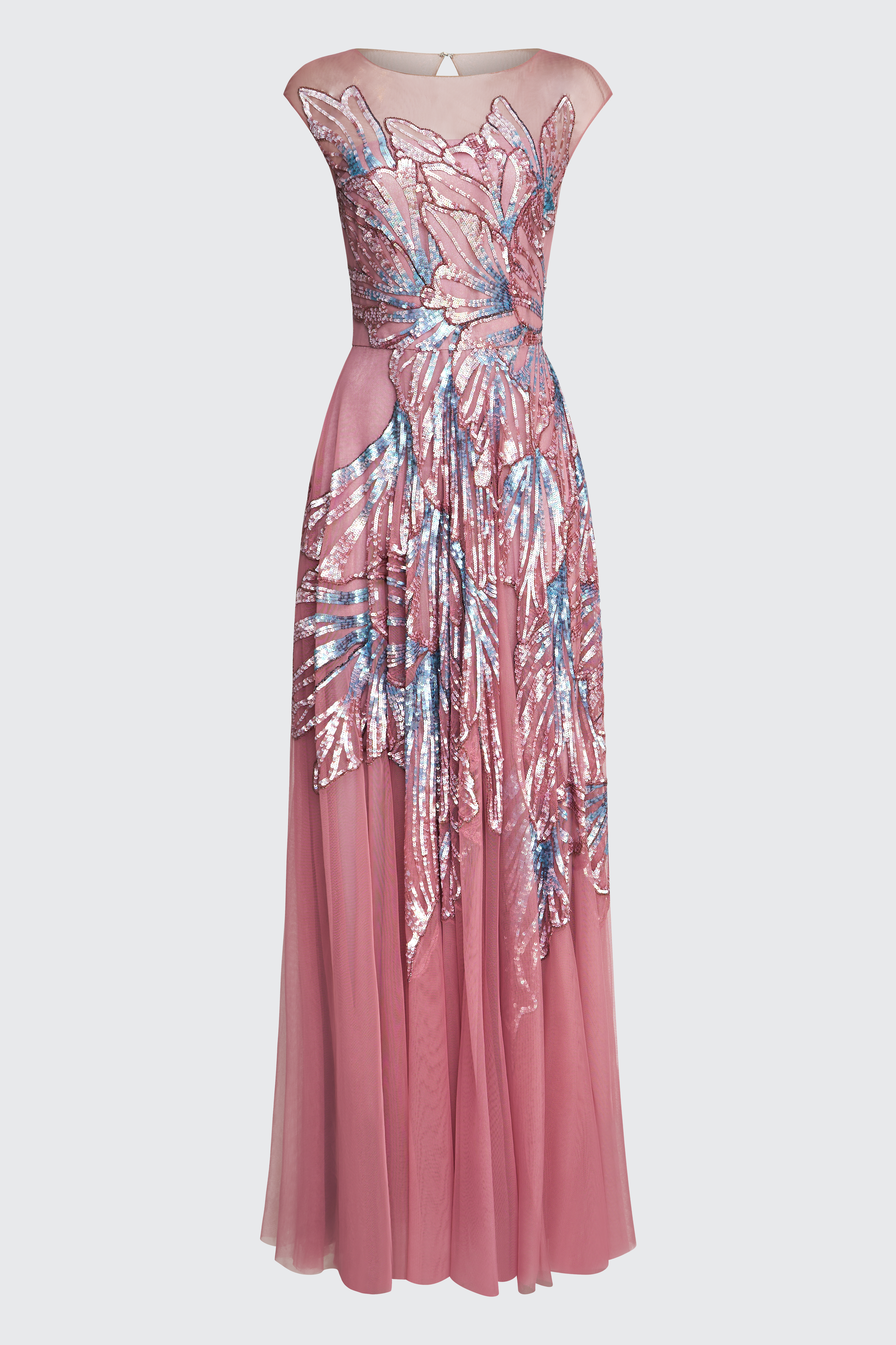 Aviana Beaded Cap Sleeve Gown