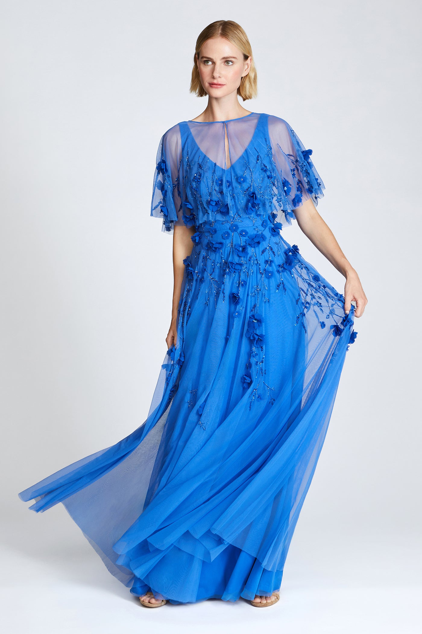 Fabiana Beaded Capelet Gown
