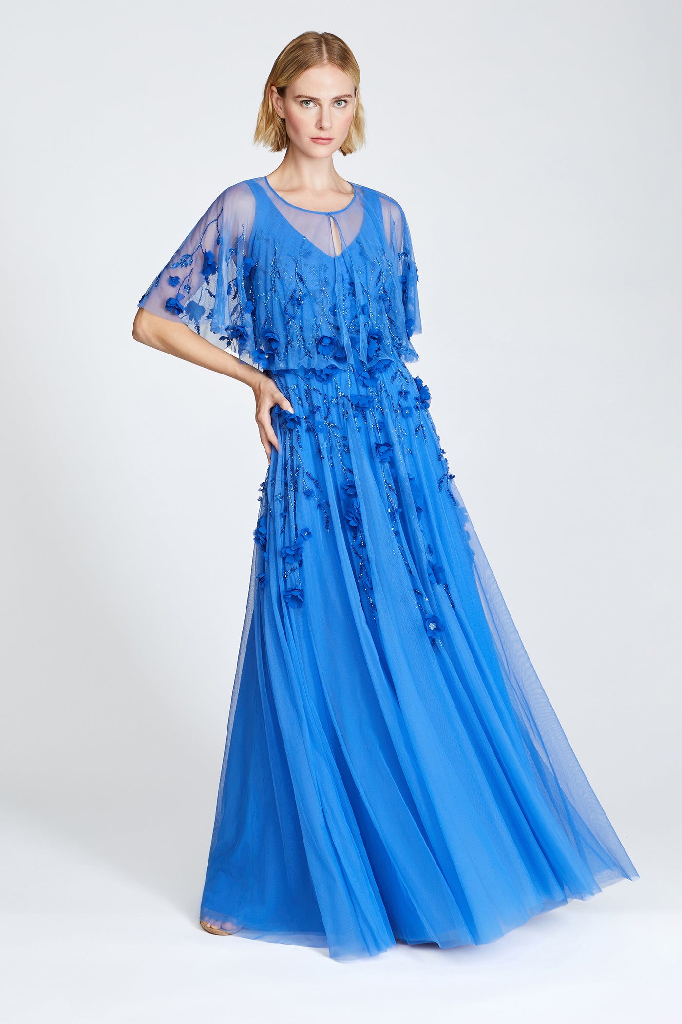 Fabiana Beaded Capelet Gown