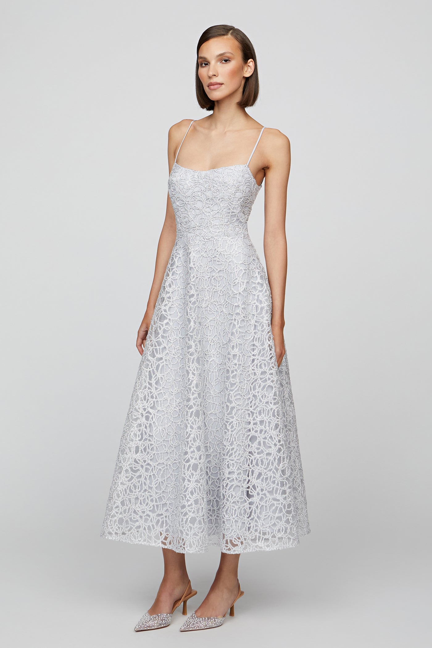 Theia Womens Tulle Midi Dress, 8, Metallic Theia Womens Tulle Midi Dress, 8, Metallic