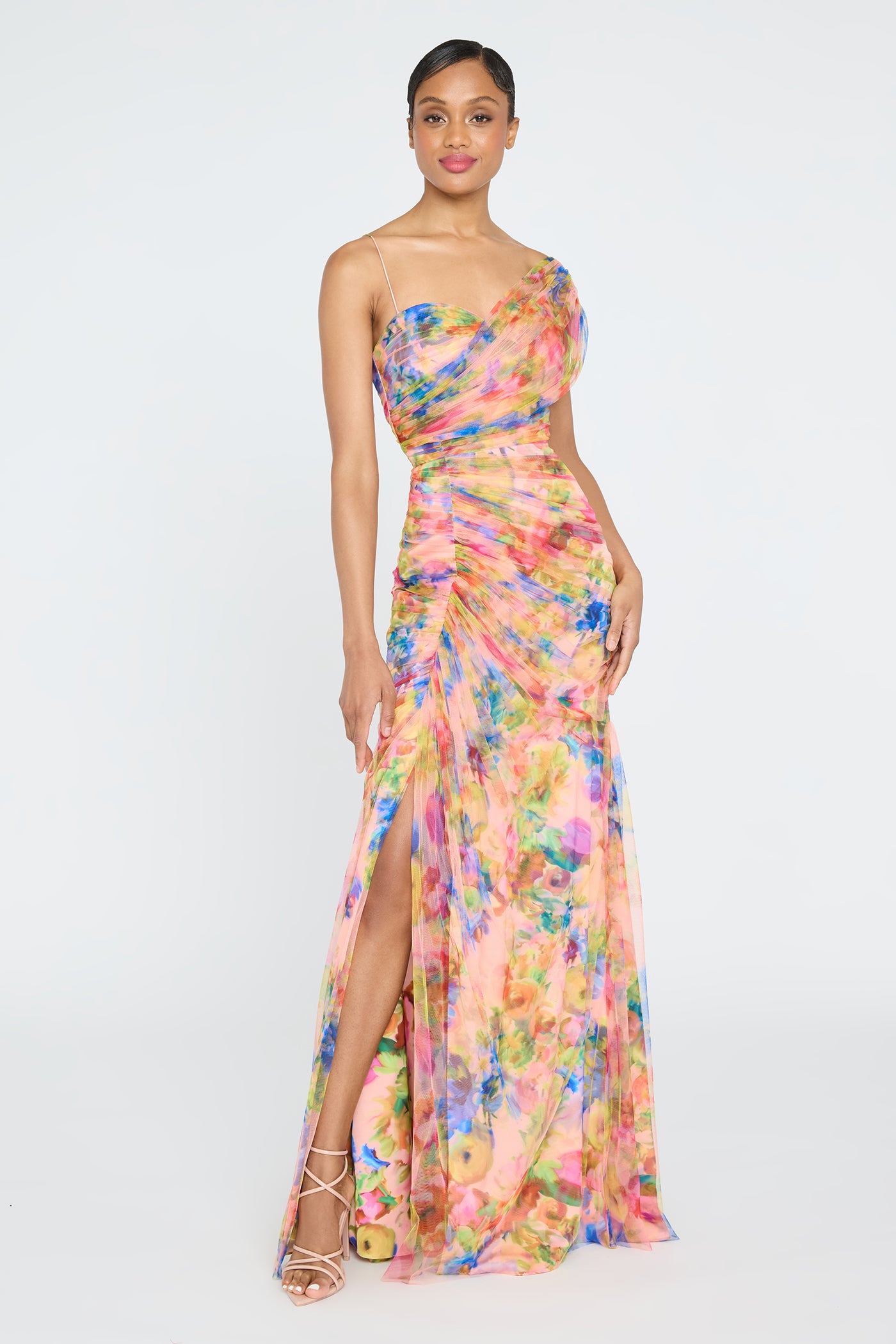 Macie One Shoulder Drape Gown 2 / Abundant Blooms Macie One Shoulder Drape Gown 2 / Abundant Blooms