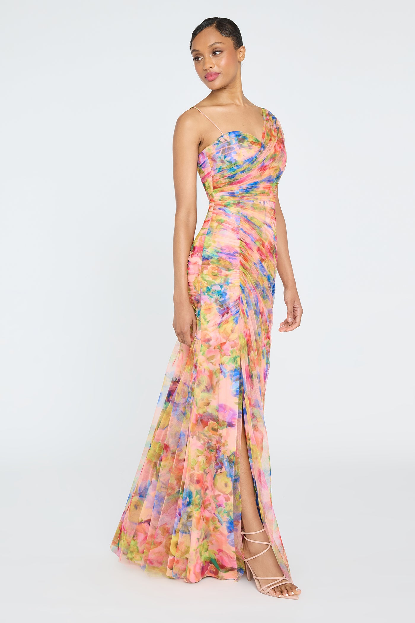 Macie One Shoulder Drape Gown