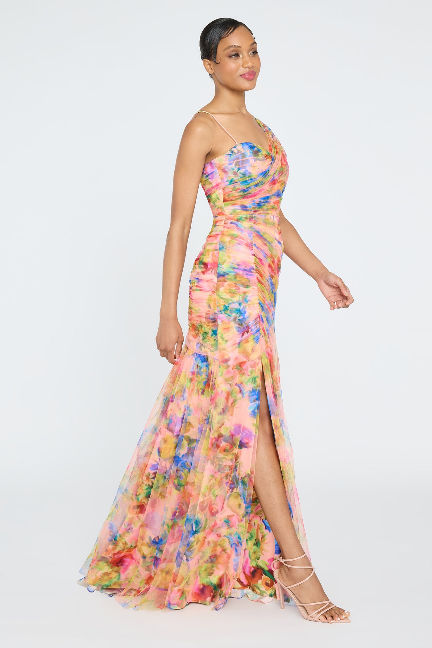 Macie One Shoulder Drape Gown