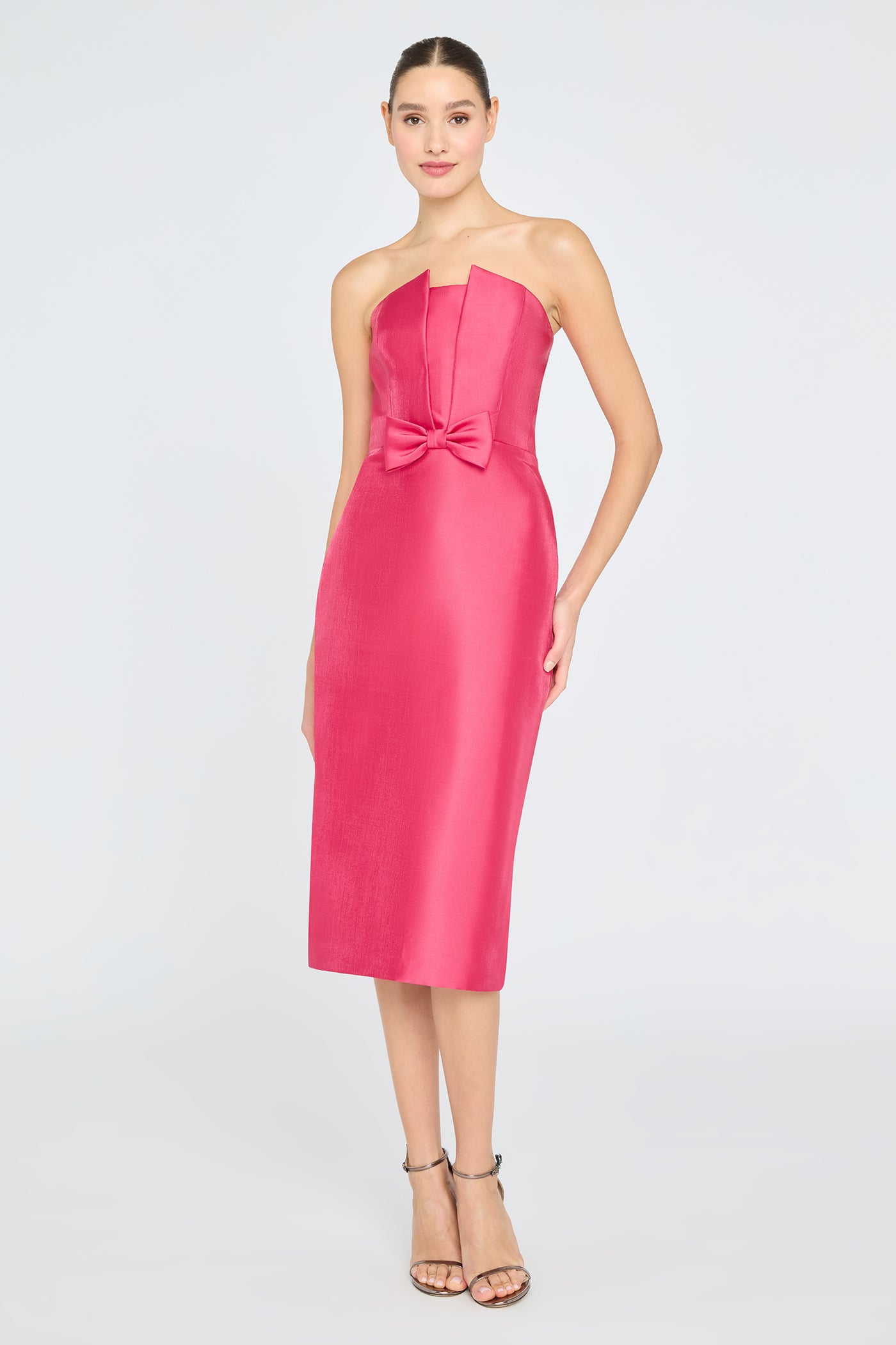 satin strapless sheath dress Betsy & Adam Women's Mixed-Media Strapless Corset Gown - Sage