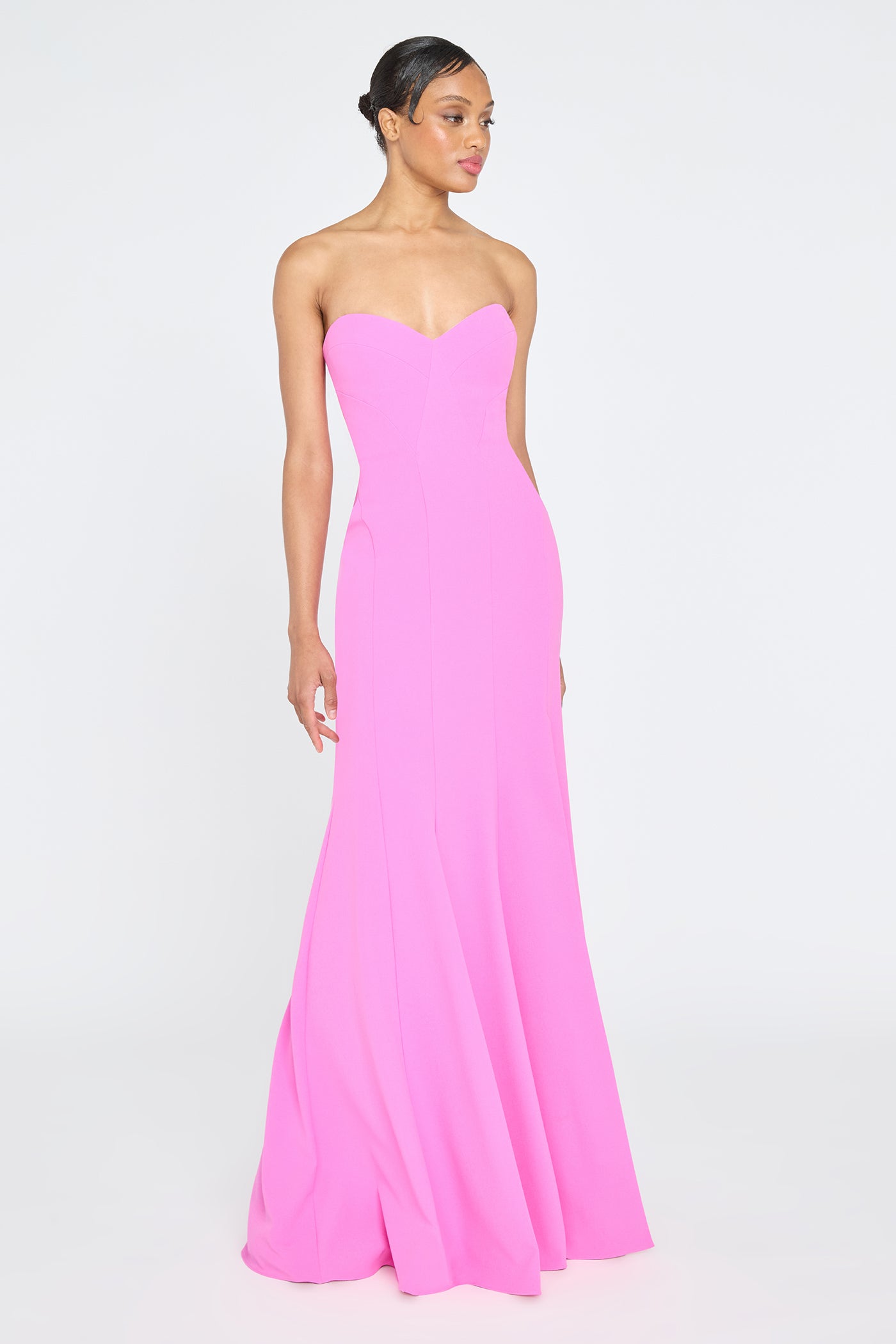 theia pink dress Theia Satin V-Neck Maxi Dress VICI