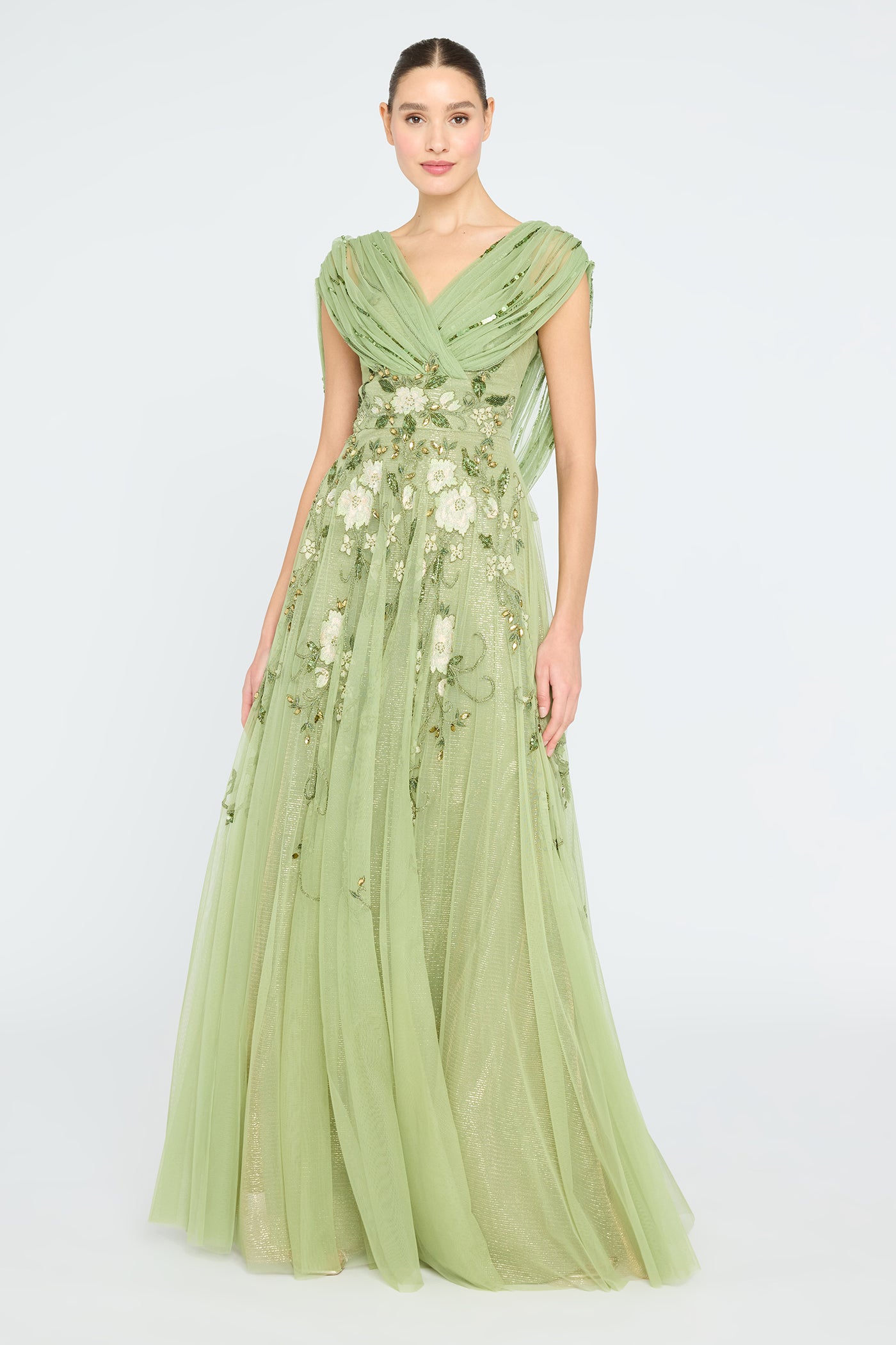 Jenna V Neck Beaded Gown