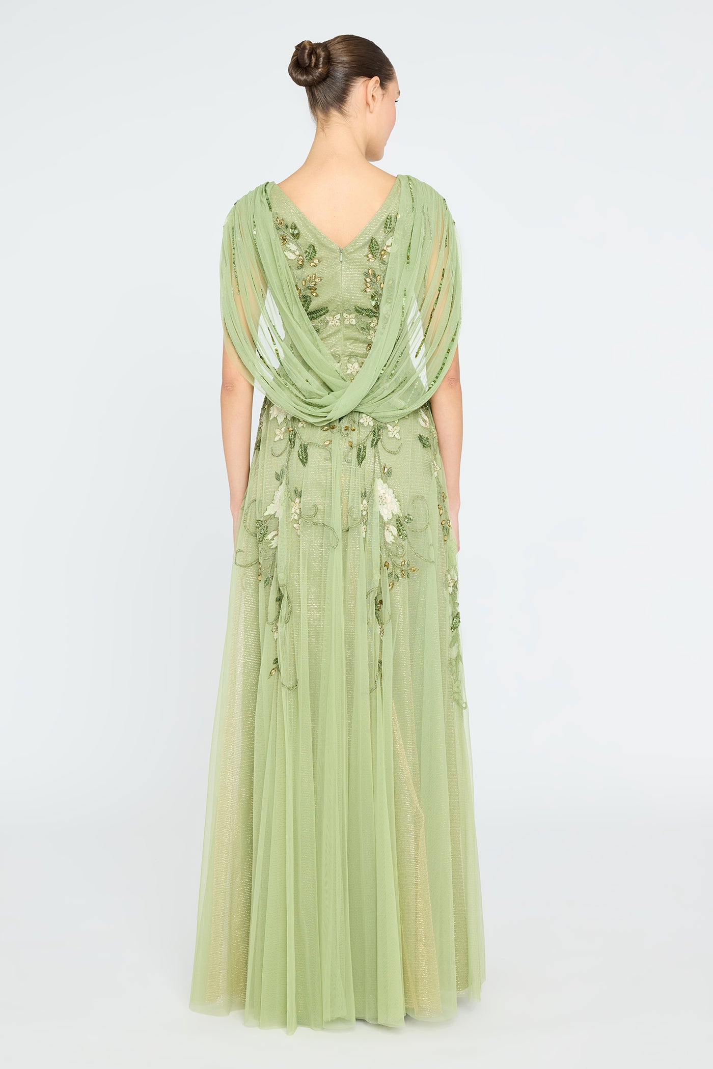 Jenna V Neck Beaded Gown
