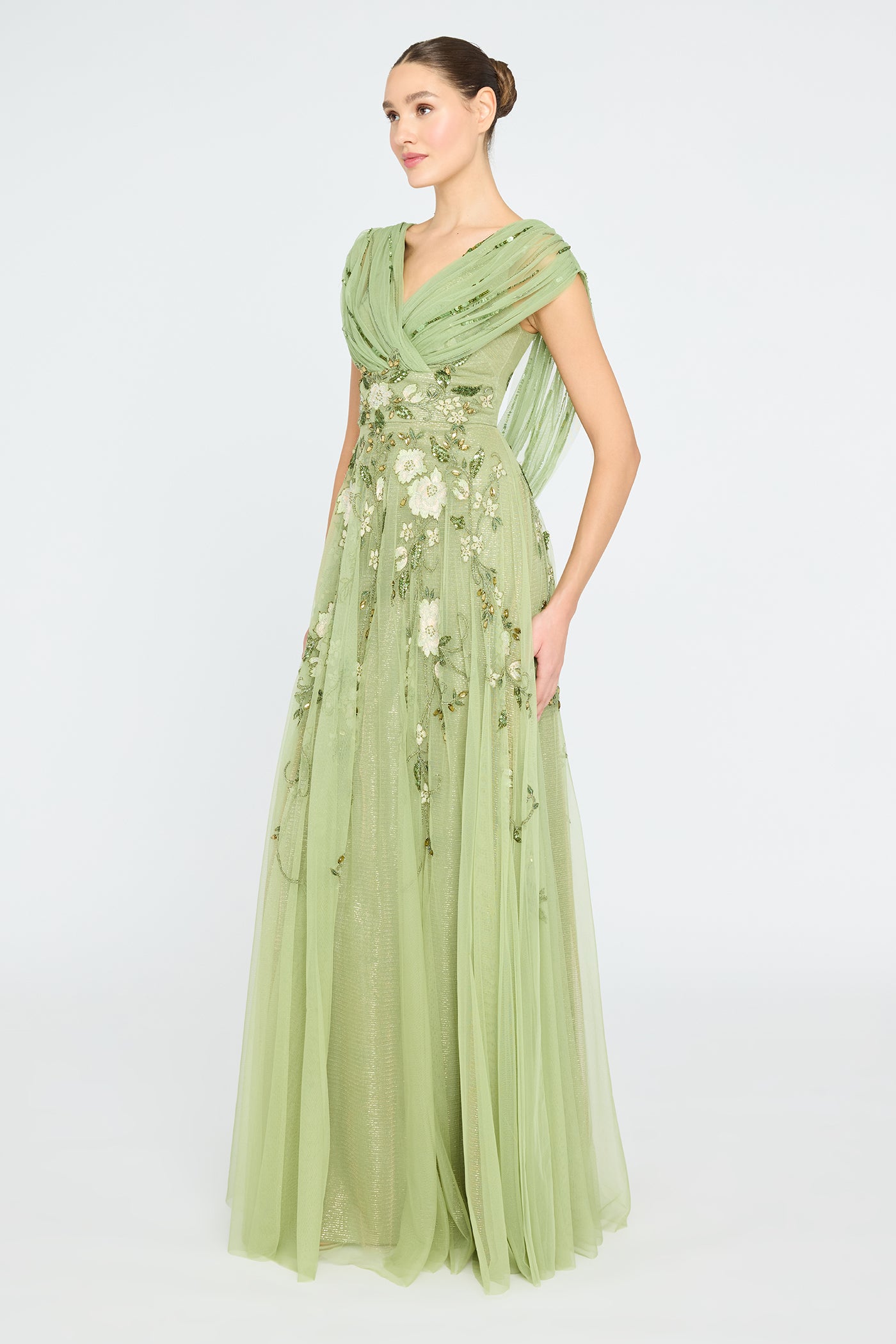 Jenna V Neck Beaded Gown