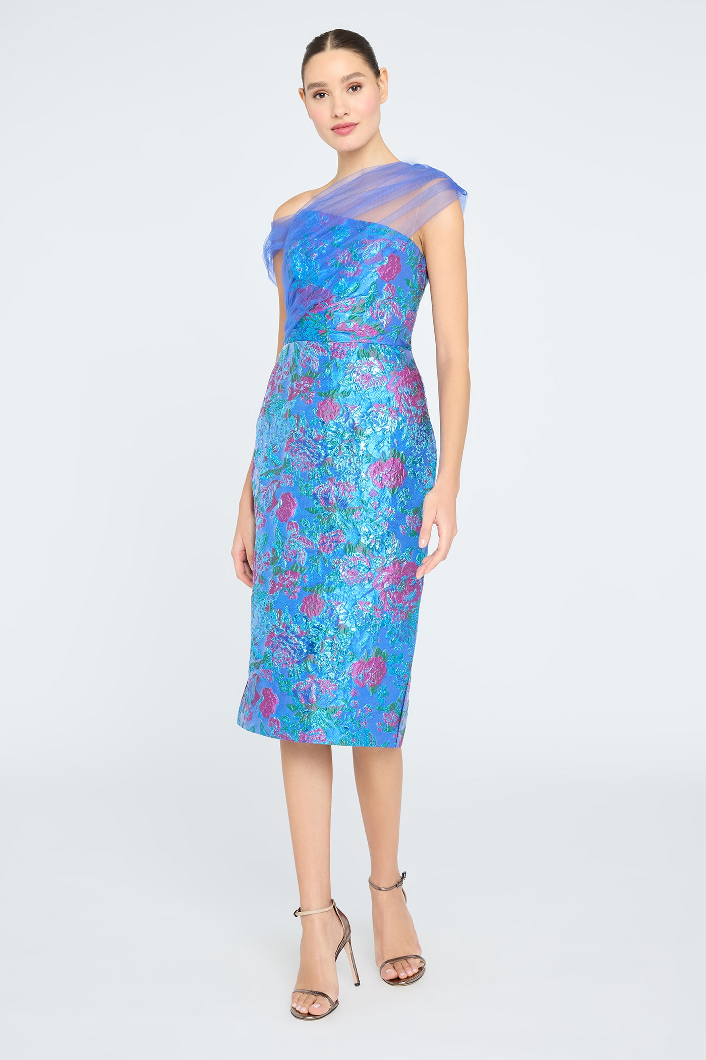Jaylen Draped Shawl Dress 14 / Blue