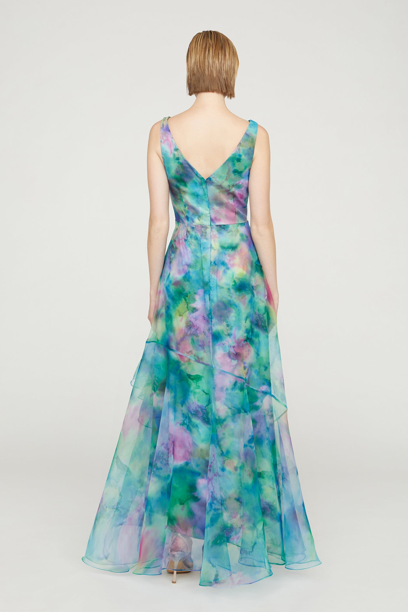 Karen Organza V Neck Gown