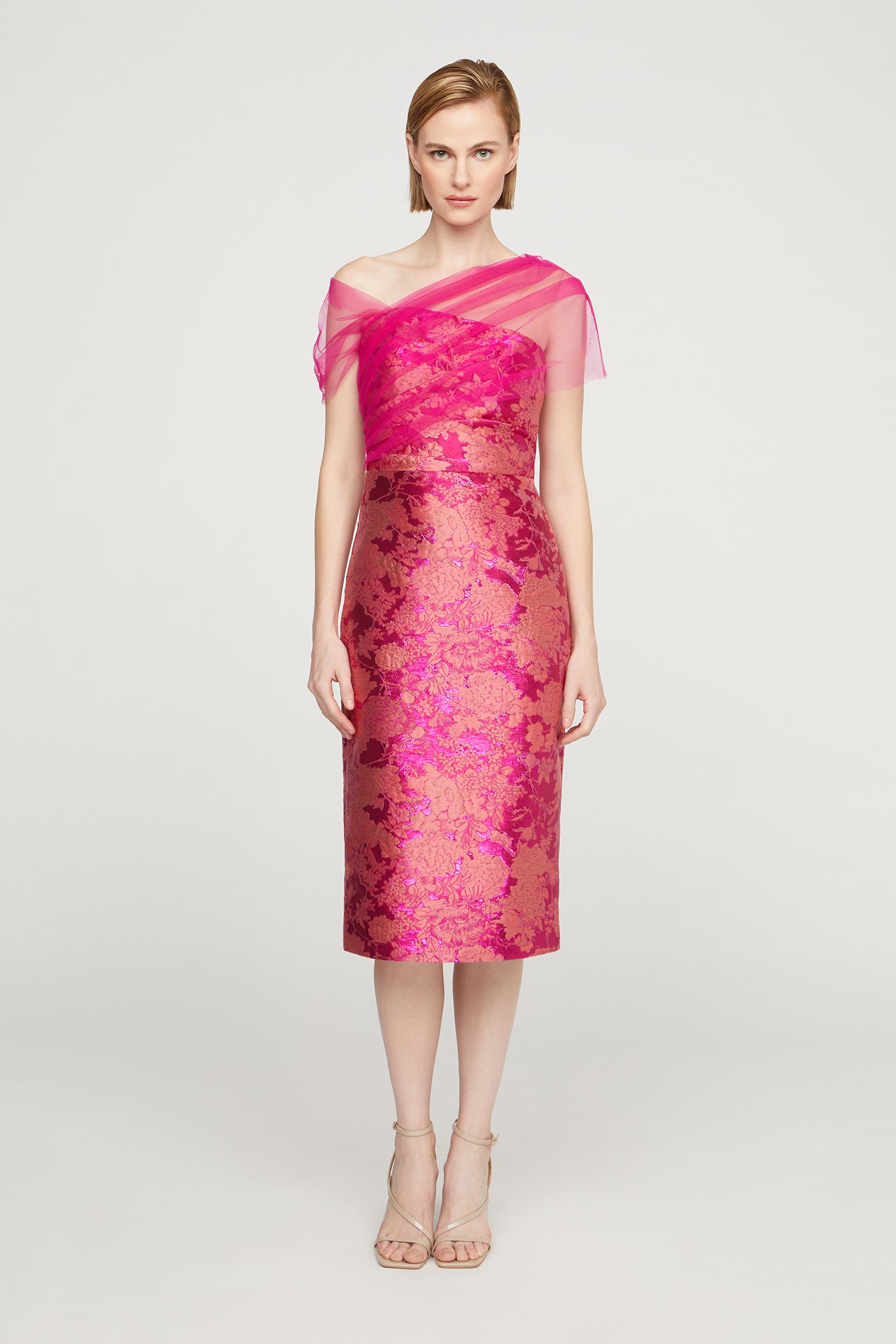 Theia Judy Shawl Midi Dress Theia Judy Shawl Midi Dress
