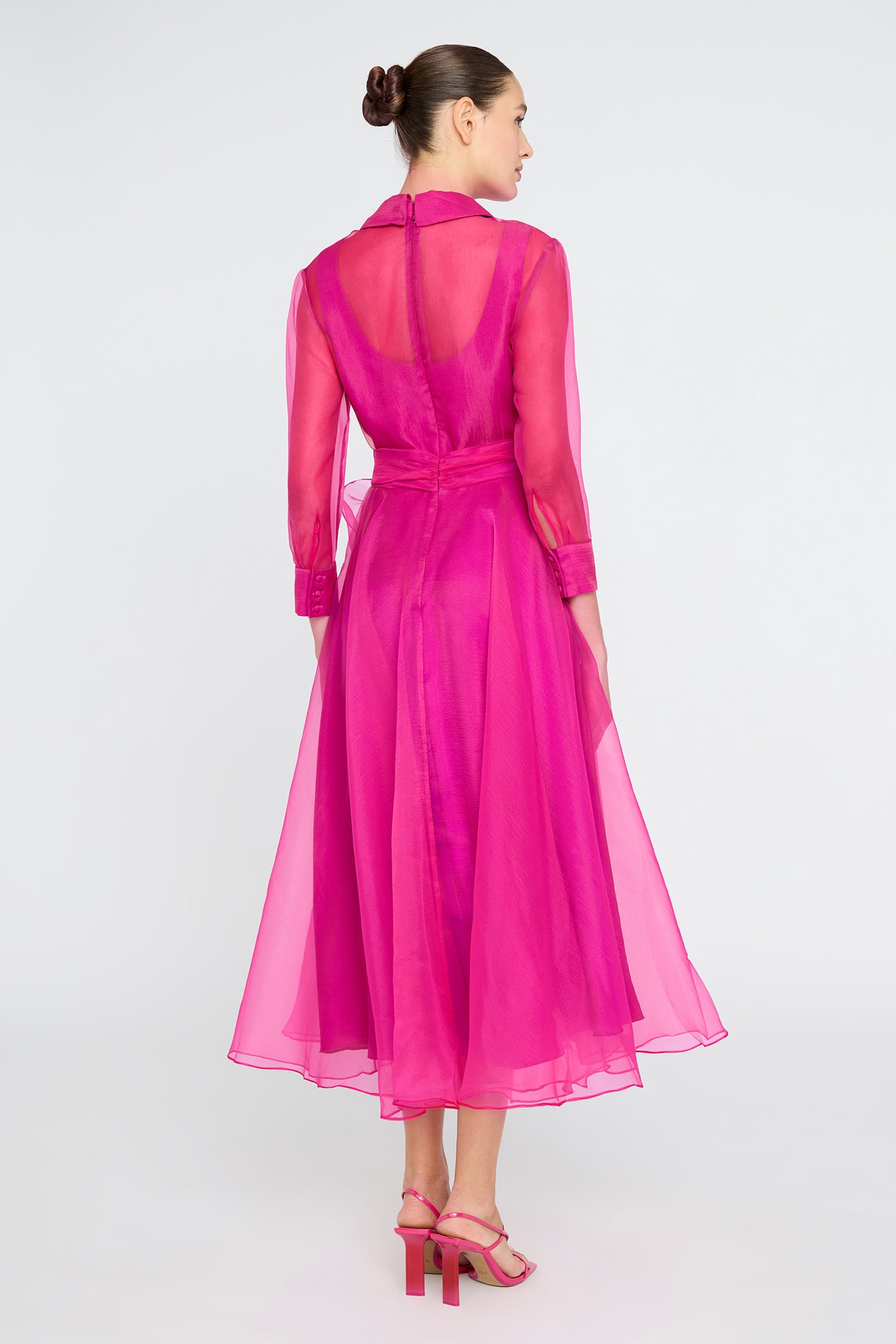 midi fuchsia organza dress Fuchsia Pink Organza Dress
