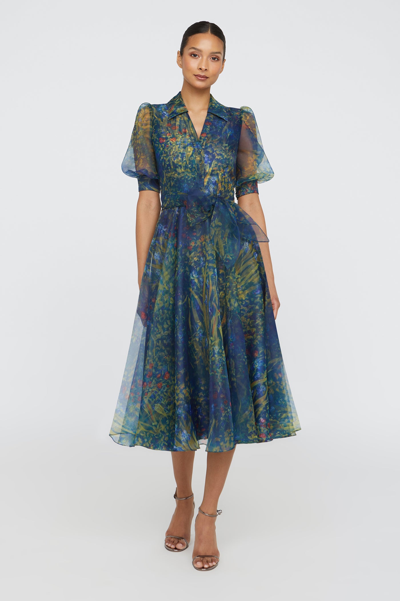 Winnie Puff Sleeve Shirt Dress THEIA Winnie Puff Sleeve Shirt Dress THEIA