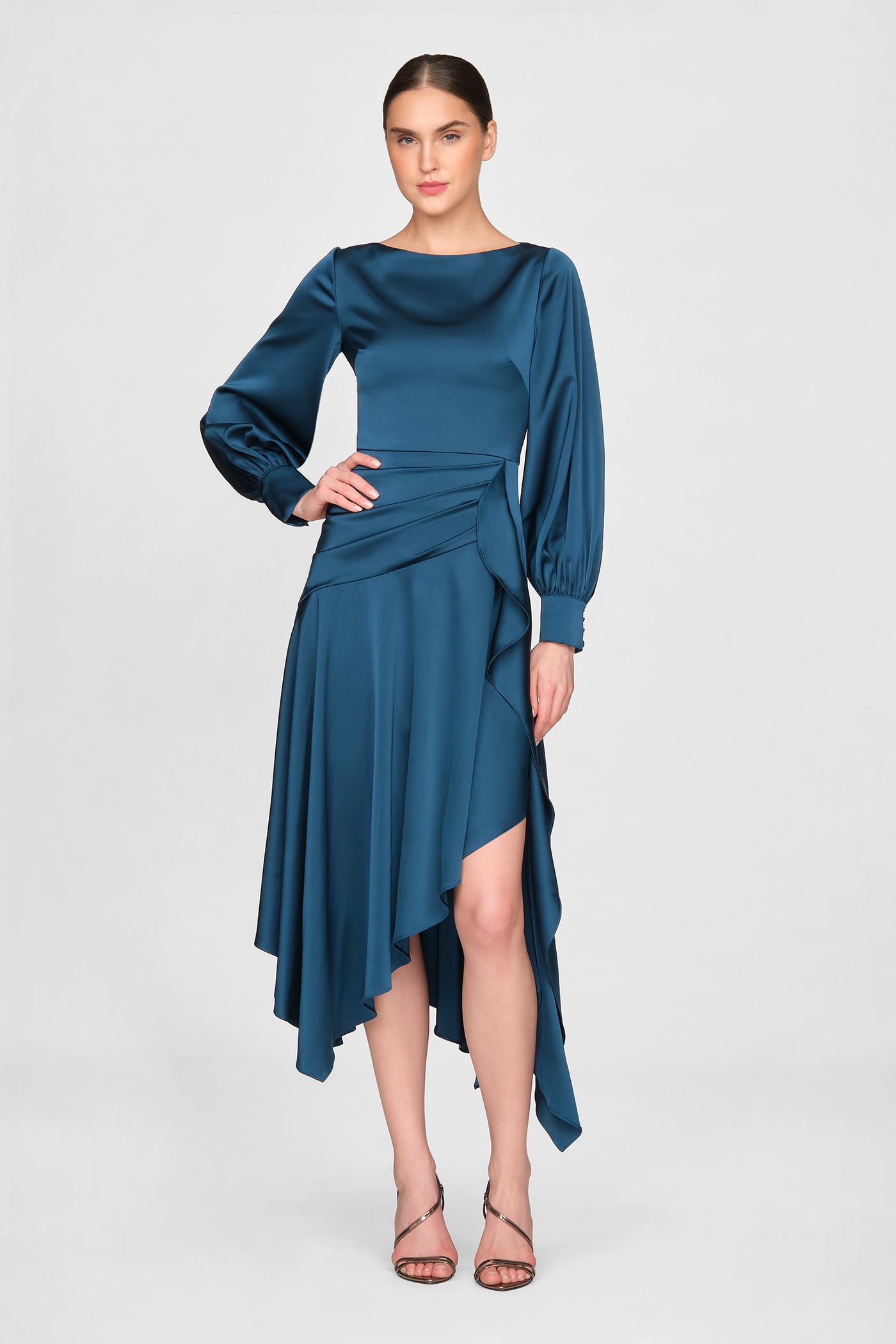 Theia Florence Handkerchief Hem Dress - Poseidon