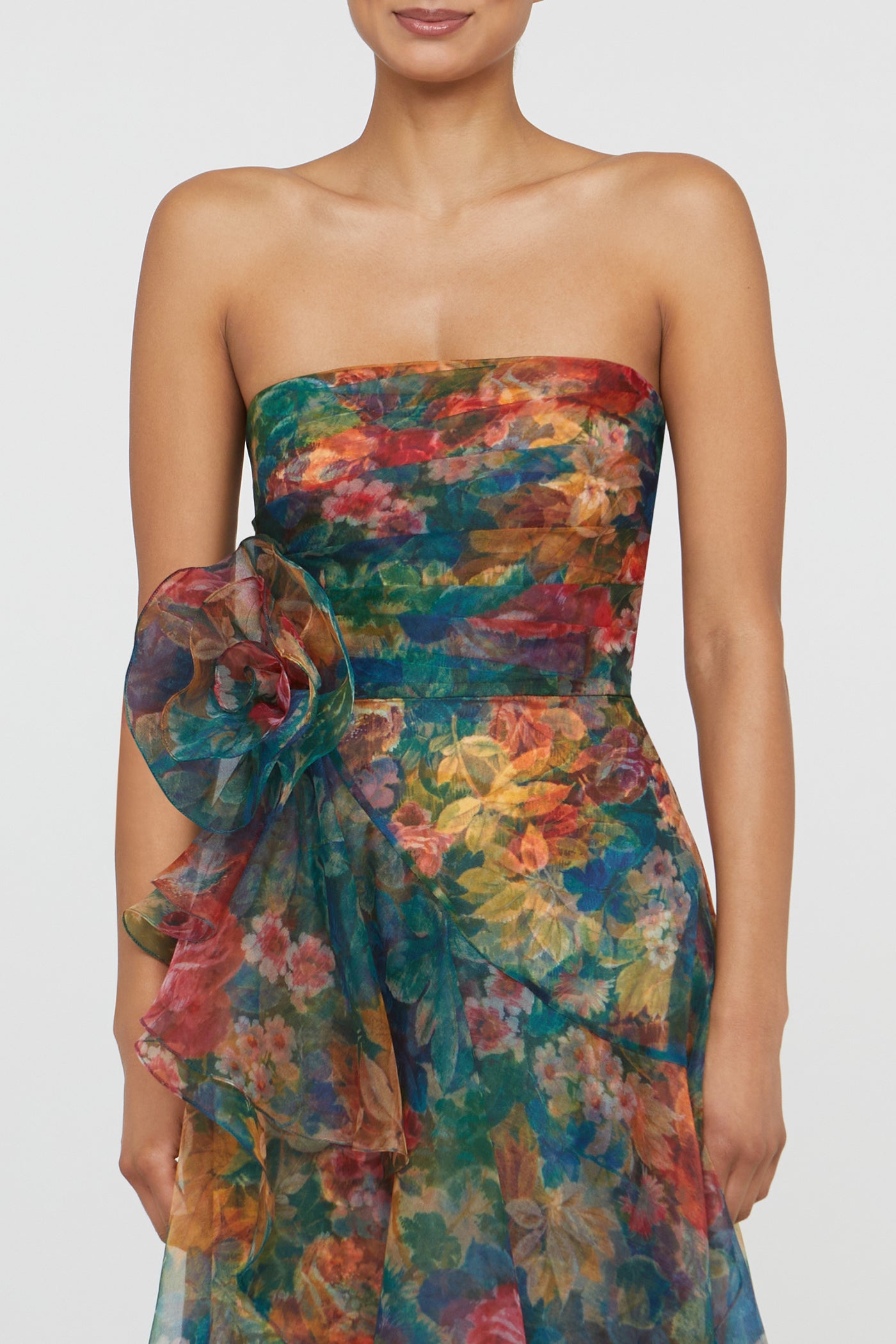 Leora Rosette Ruffle Gown