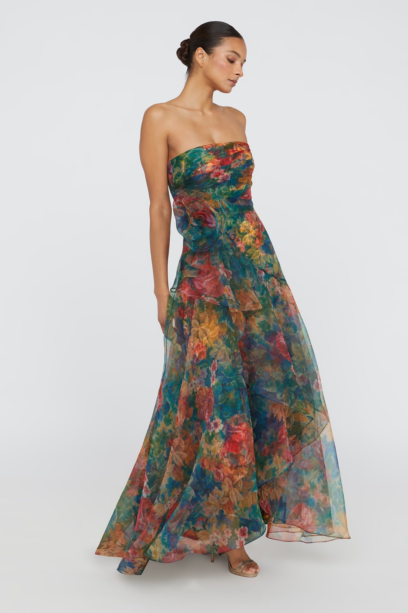 Leora Rosette Ruffle Gown