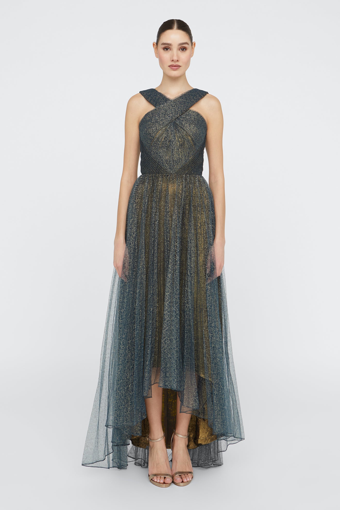 Linda Halter Neck Gown 0 / Poseidon / Gold Linda Halter Neck Gown 0 / Poseidon / Gold