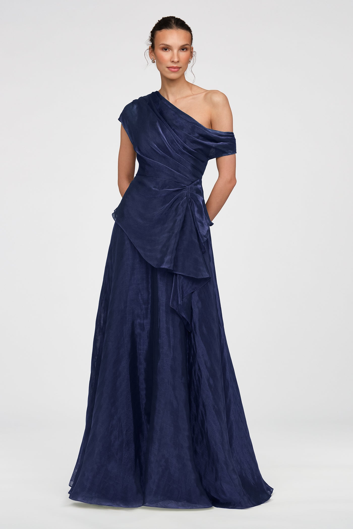 Avalina Organza Lame Gown 8 / Navy