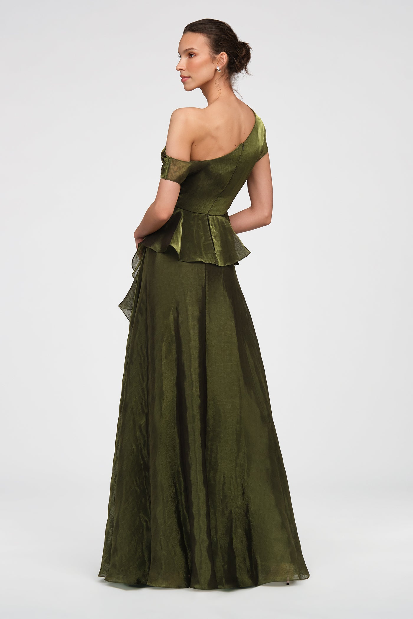 theia green dress Women's Avalina Organza Lame Gown - - Size 0 Line Silhouette Floor Length