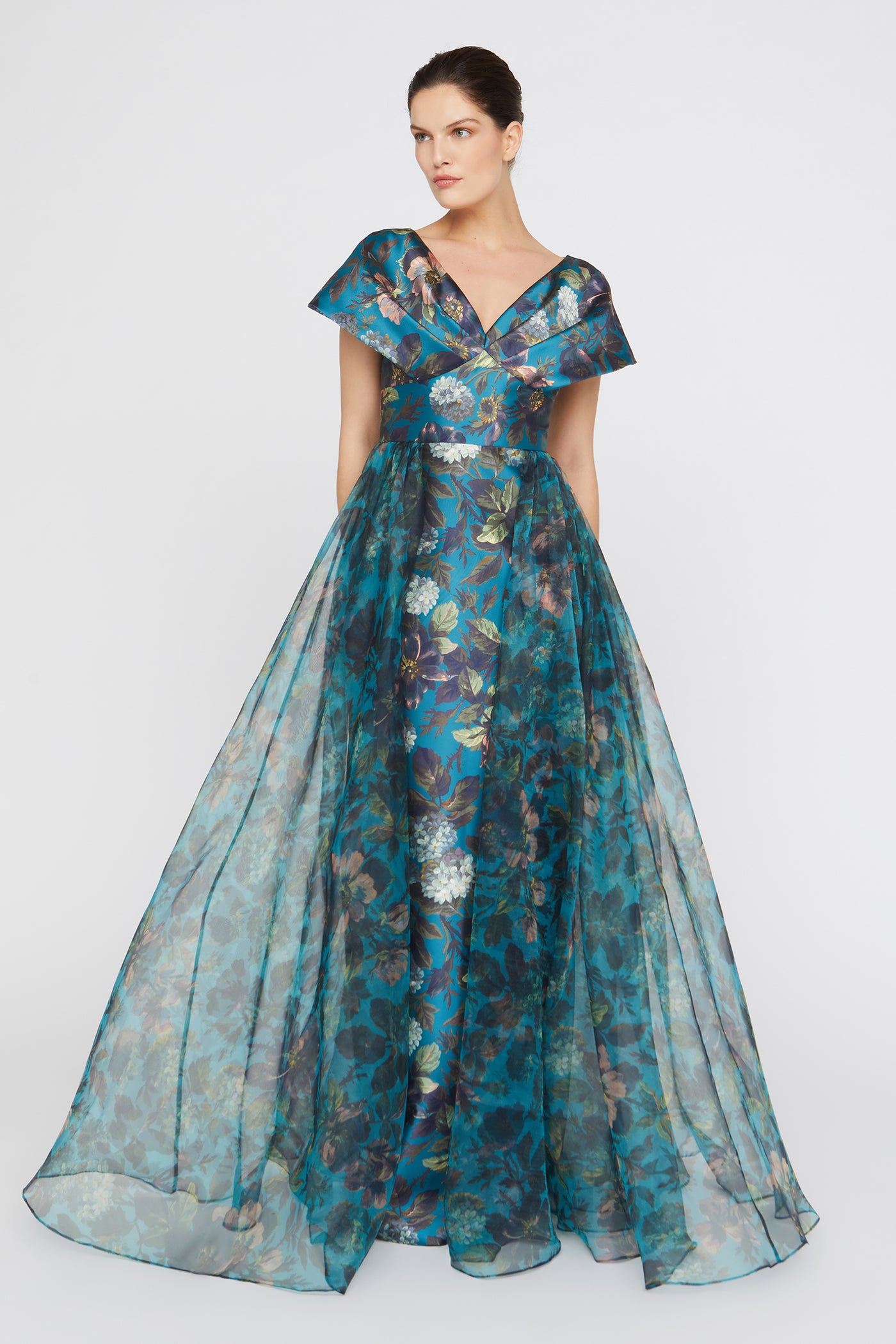 Azaria Draped V Neck Gown – THEIA