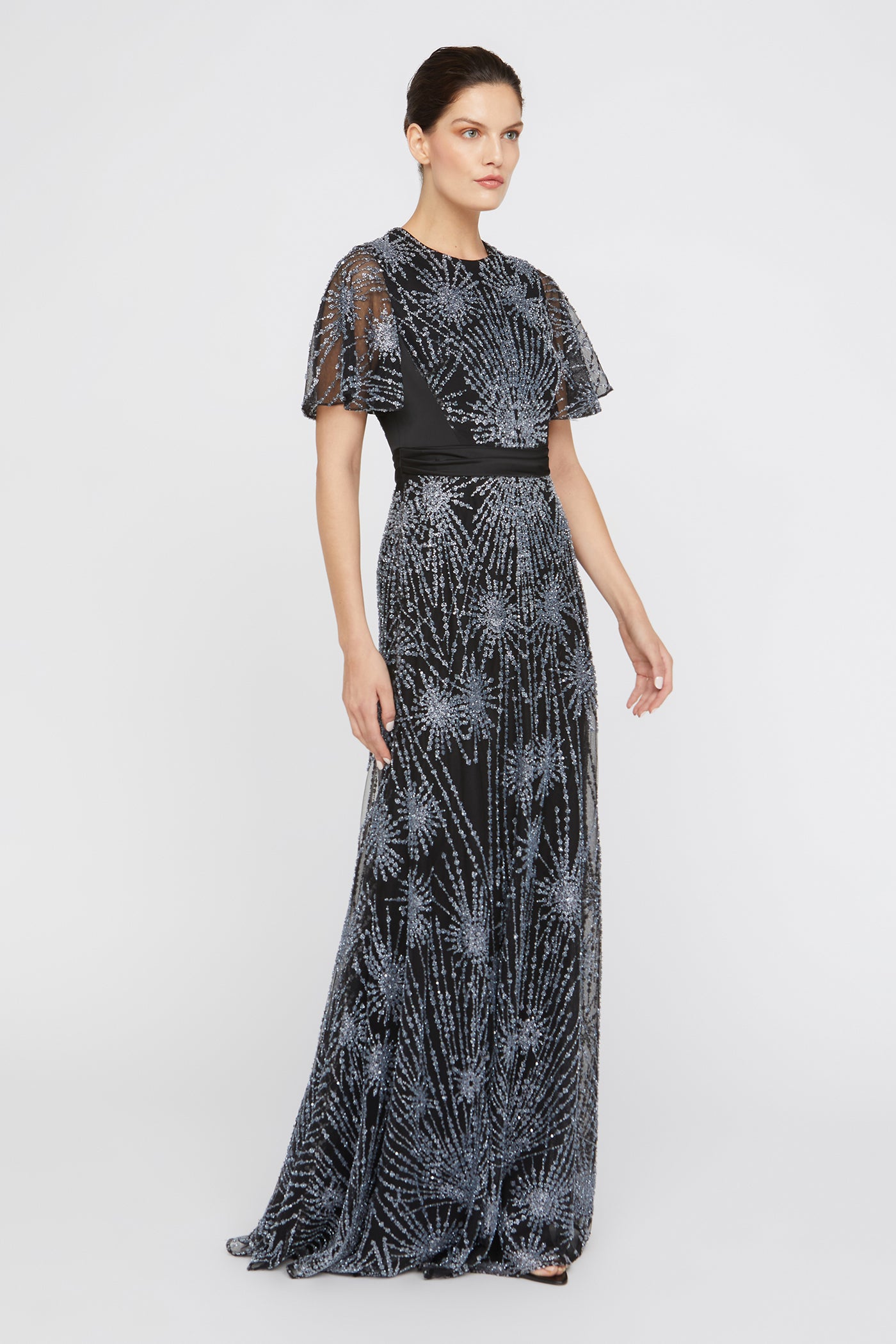 lavina maxi dress Beaded Gown 10 / Black / Silver Color:GOLD/BLK this maxi dress smooths poolside Christian Siriano on His