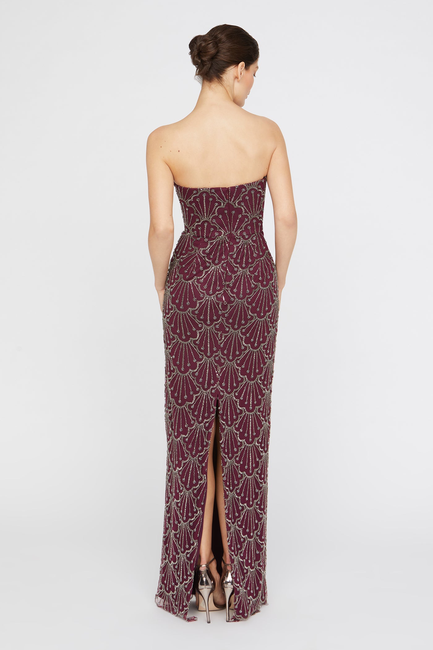 Theia Women's Tessa Strapless Beaded Column Gown - Oxblood - Size 14 Theia Women's Tessa Strapless Beaded Column Gown - Oxblood - Size 14