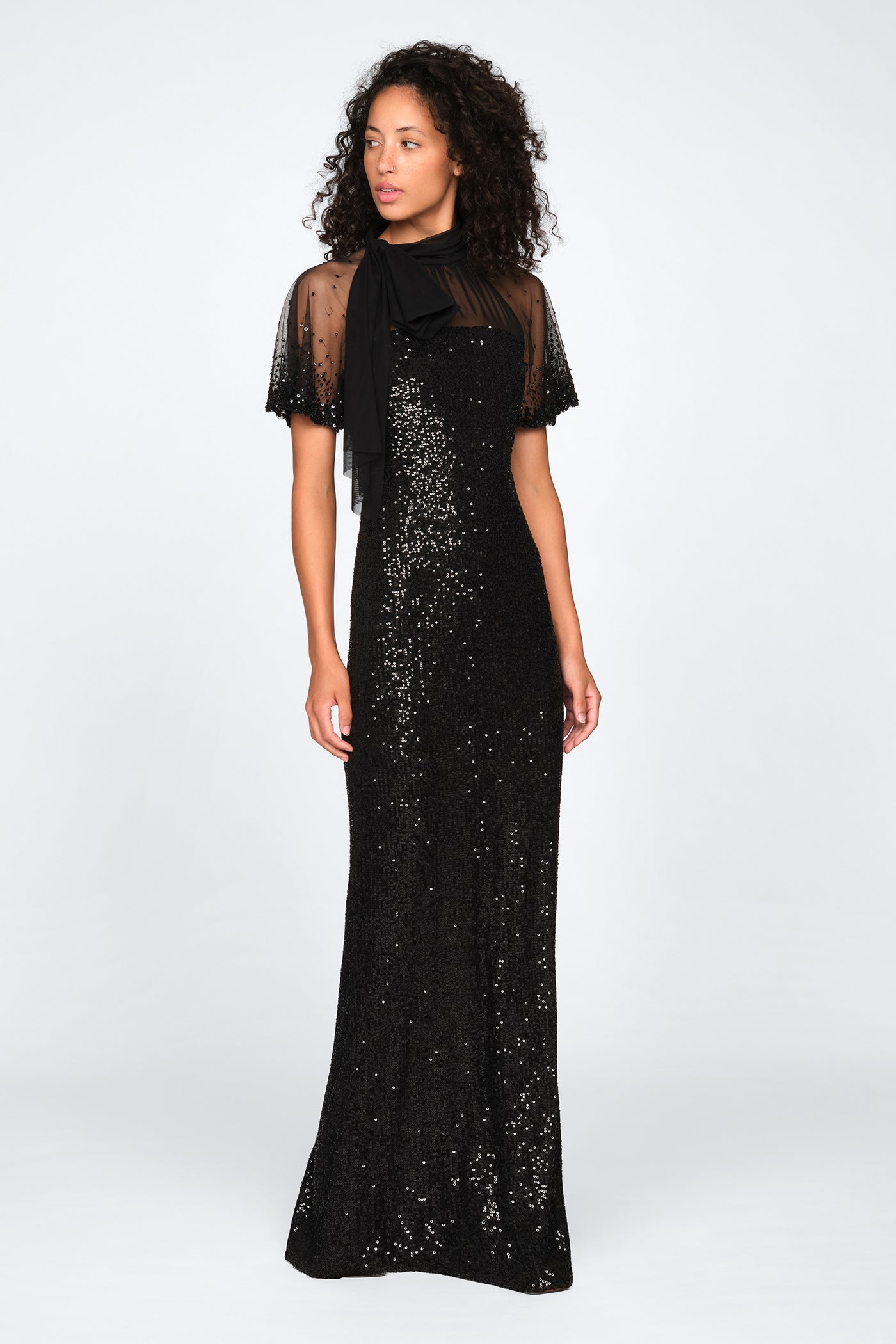 Violette Neck Tie Gown 12 / Black