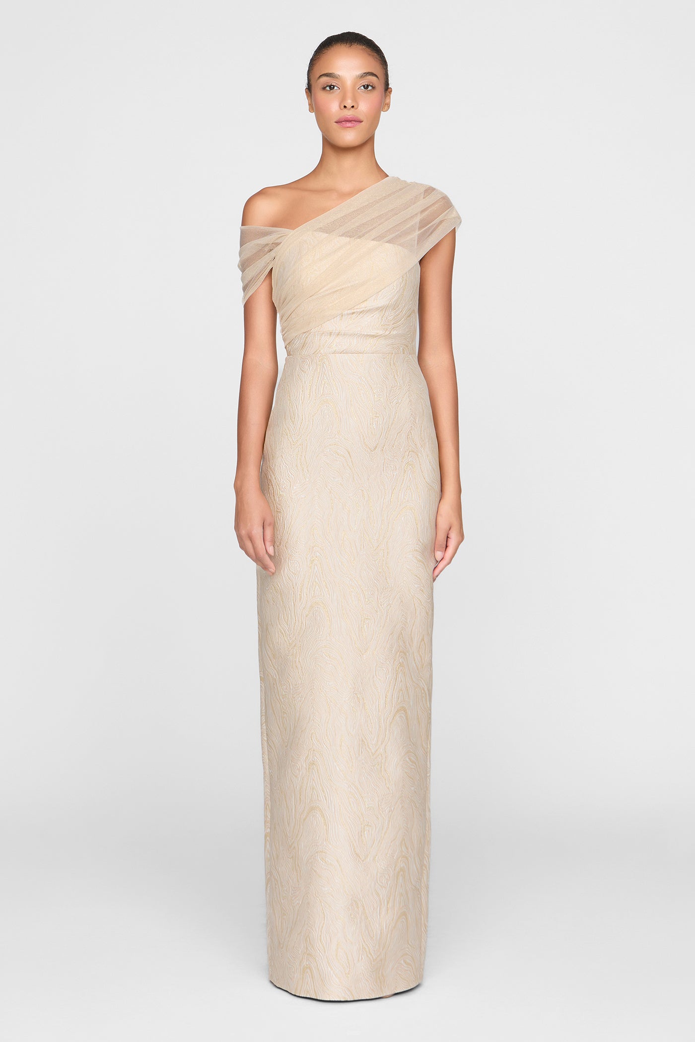 knee length dresses for ladies Zara Draped Shawl Column Dress – THEIA