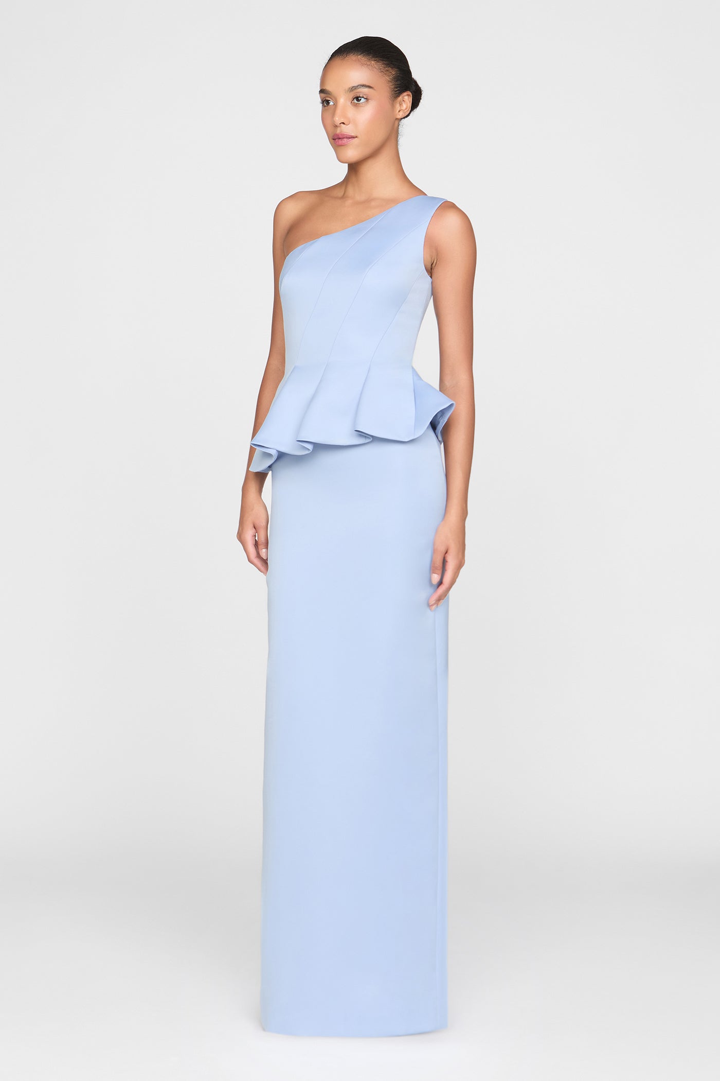 duchess bridesmaid dresses CINDERELLA DIVINE 7492 Off-Shoulder Satin Corset Dress with Slit