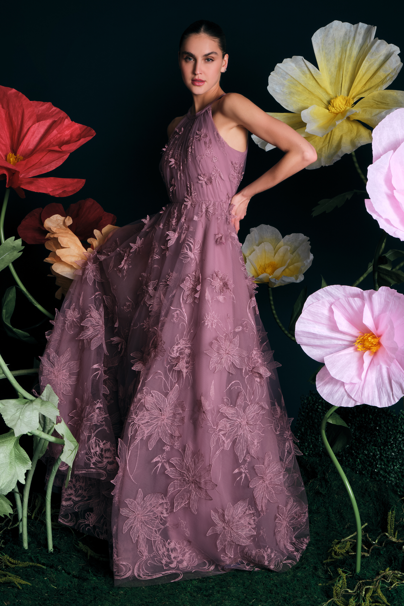 Lux Floral Embroidered Gown 2 / Dusk