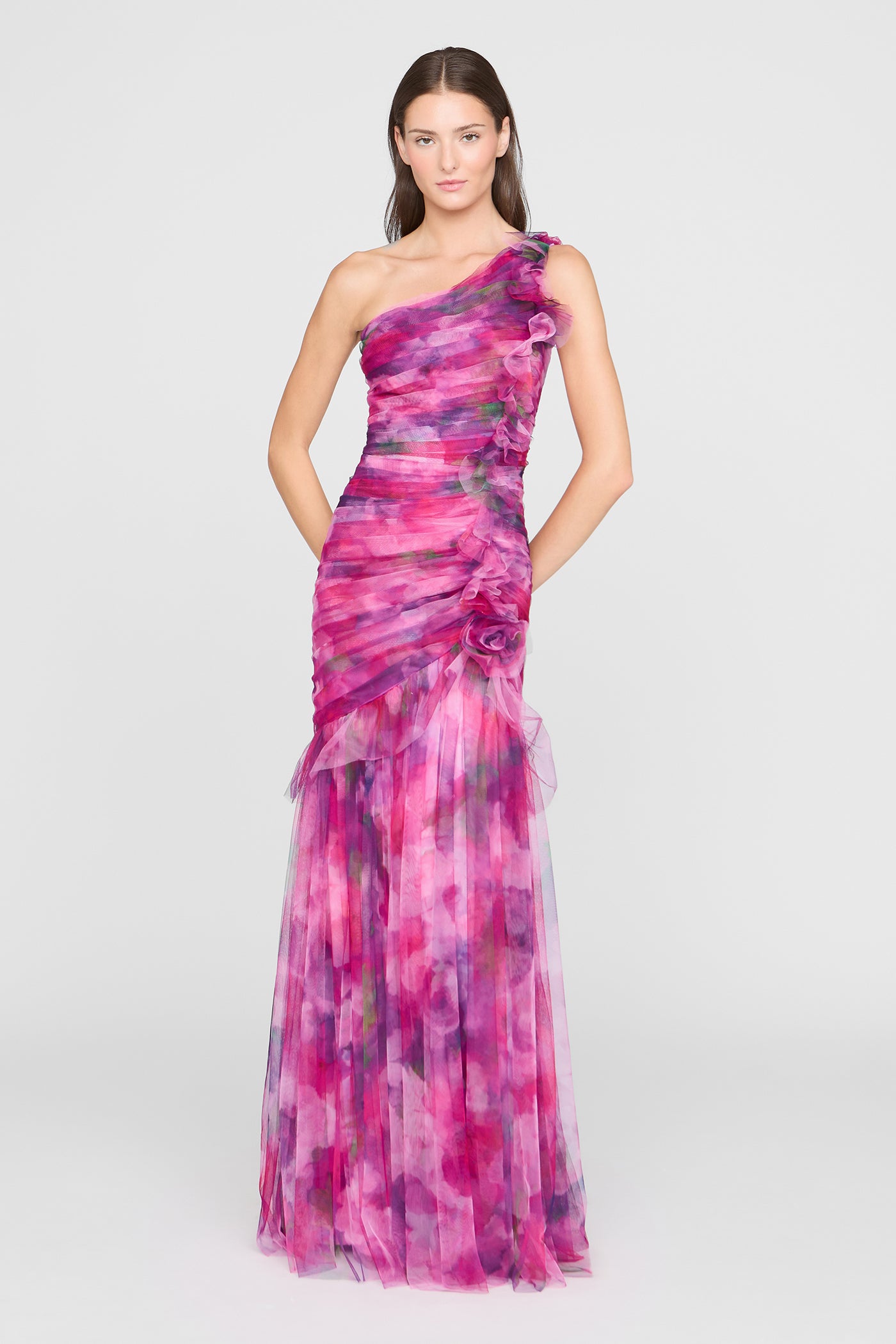 one shoulder dress purple Myrtle One Shoulder Gown 6 / Luminous Bouquet
