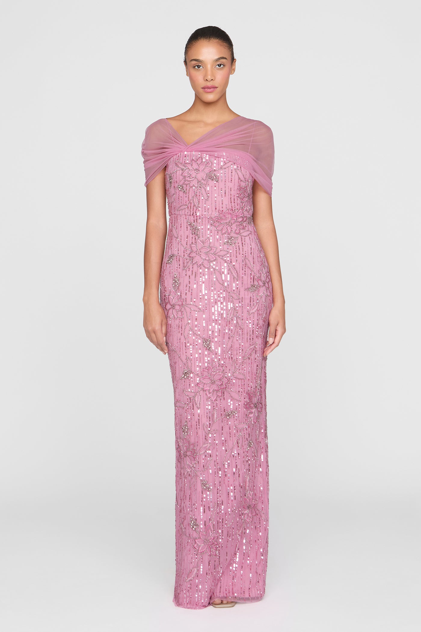 Clover Shawl Draped Gown 8 / Opera Mauve