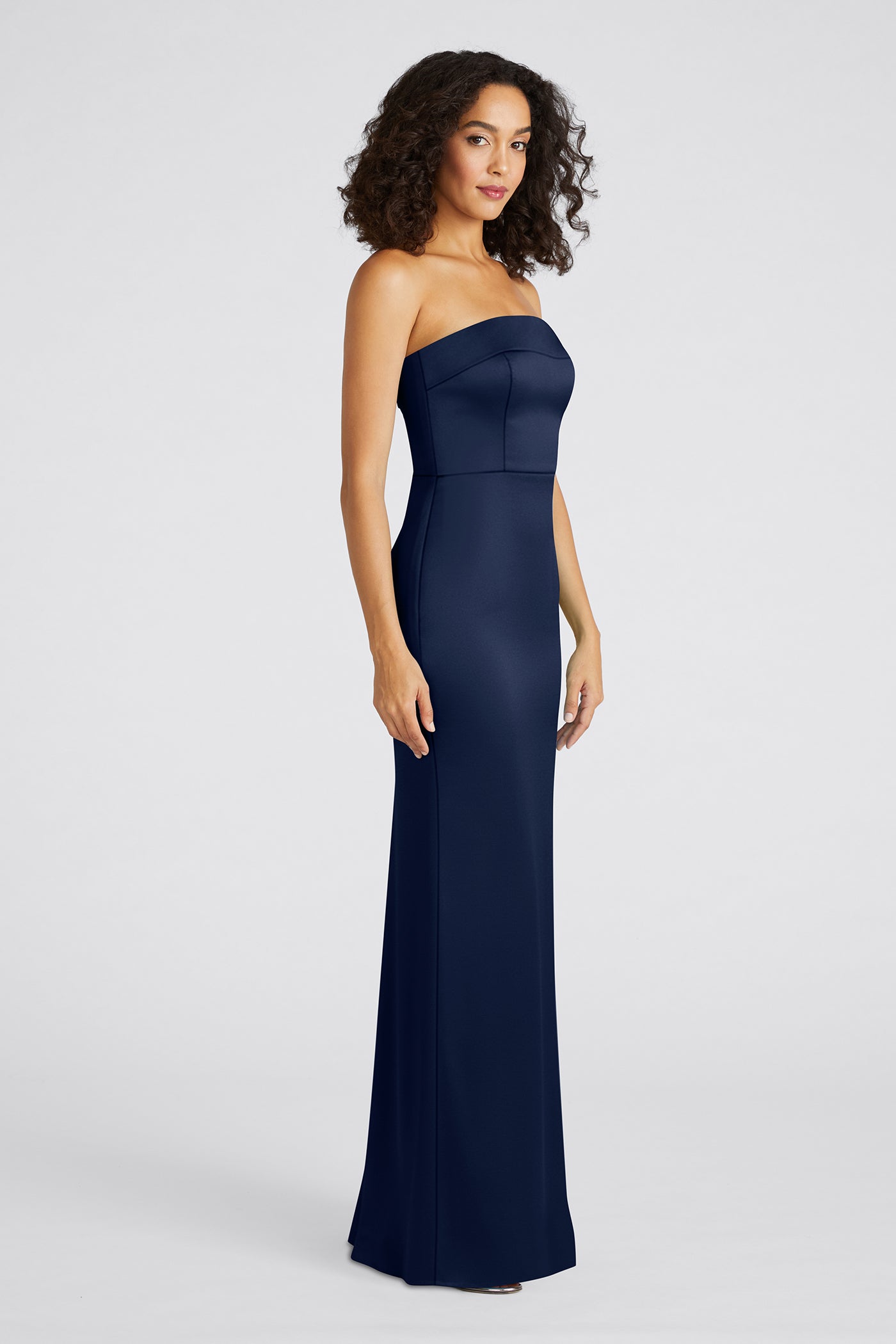 Theia Gaia Mikado Strapless Column Gown - Nautical Navy - 8