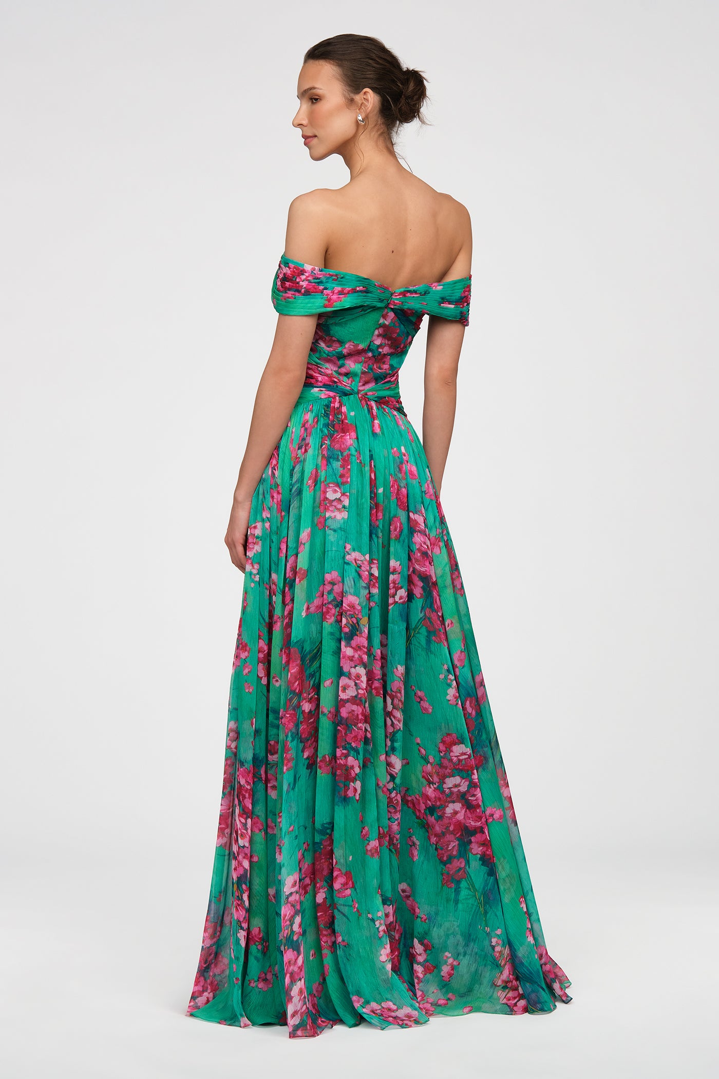 teal chiffon dress Sabina Gown 12 / Seafoam Drift Sakura Mist Neck Sleeves Color:Spring Green Burgundy Suede Leather Boots Slant Hemline