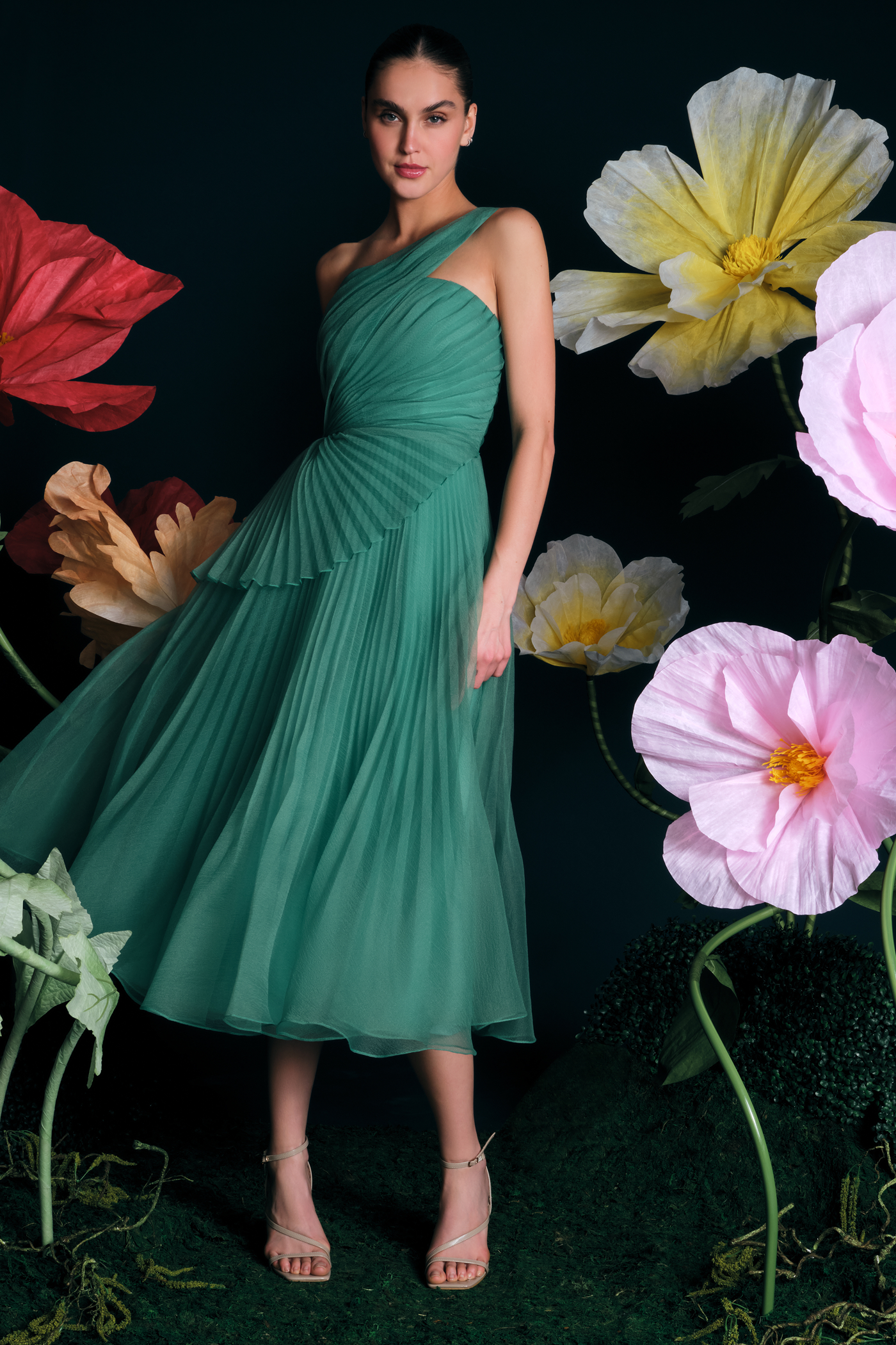 cece green dress CeCe Womens Kelly Green Ruffled Bow Dress Sz 8 M206