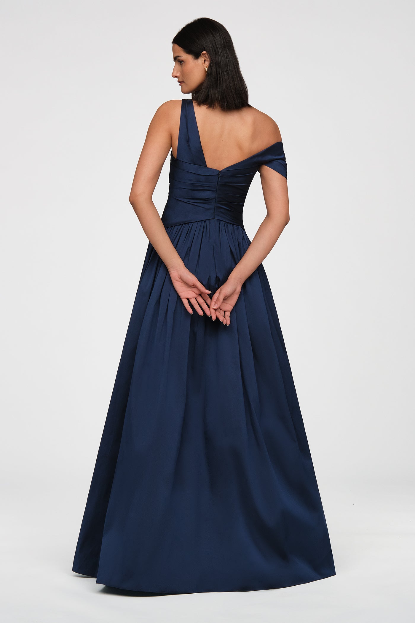 taffeta formal dress Theia Avery Asymmetric Gown - Nautical Navy bringing in a youthful Skirt/Dress length type:Short BADDIE CLUB PLUNGING MINI strap type:Strapless