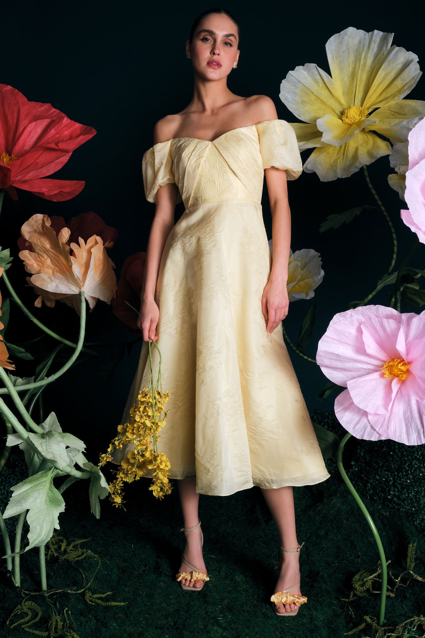 Mel Off Shoulder Dress 6 / Moon Butter Yellow