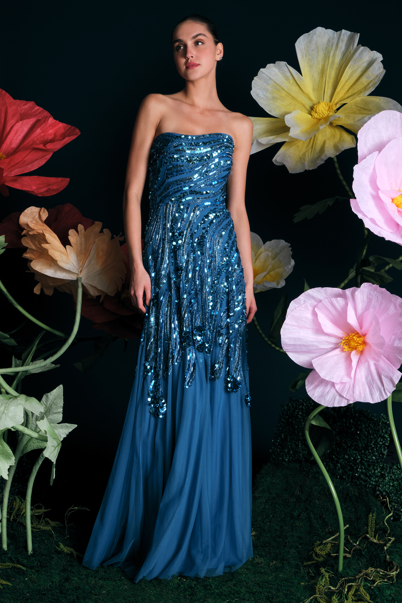 Ariella Hand Beaded Gown 16 / Sapphire Eclipse