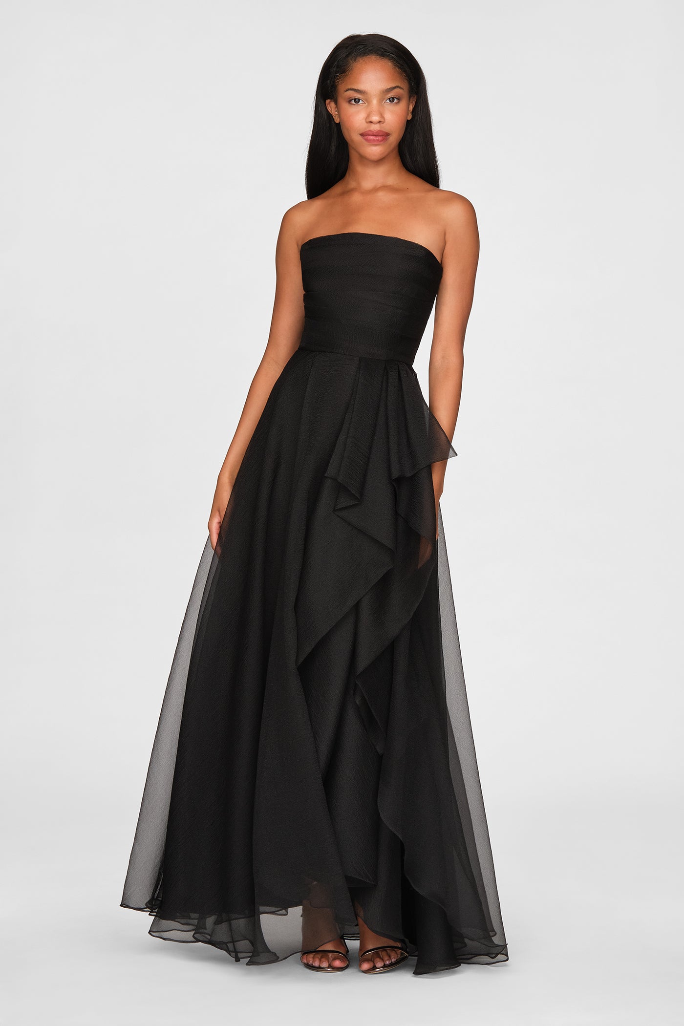 Teresa Strapless Draped Gown 8 / Black