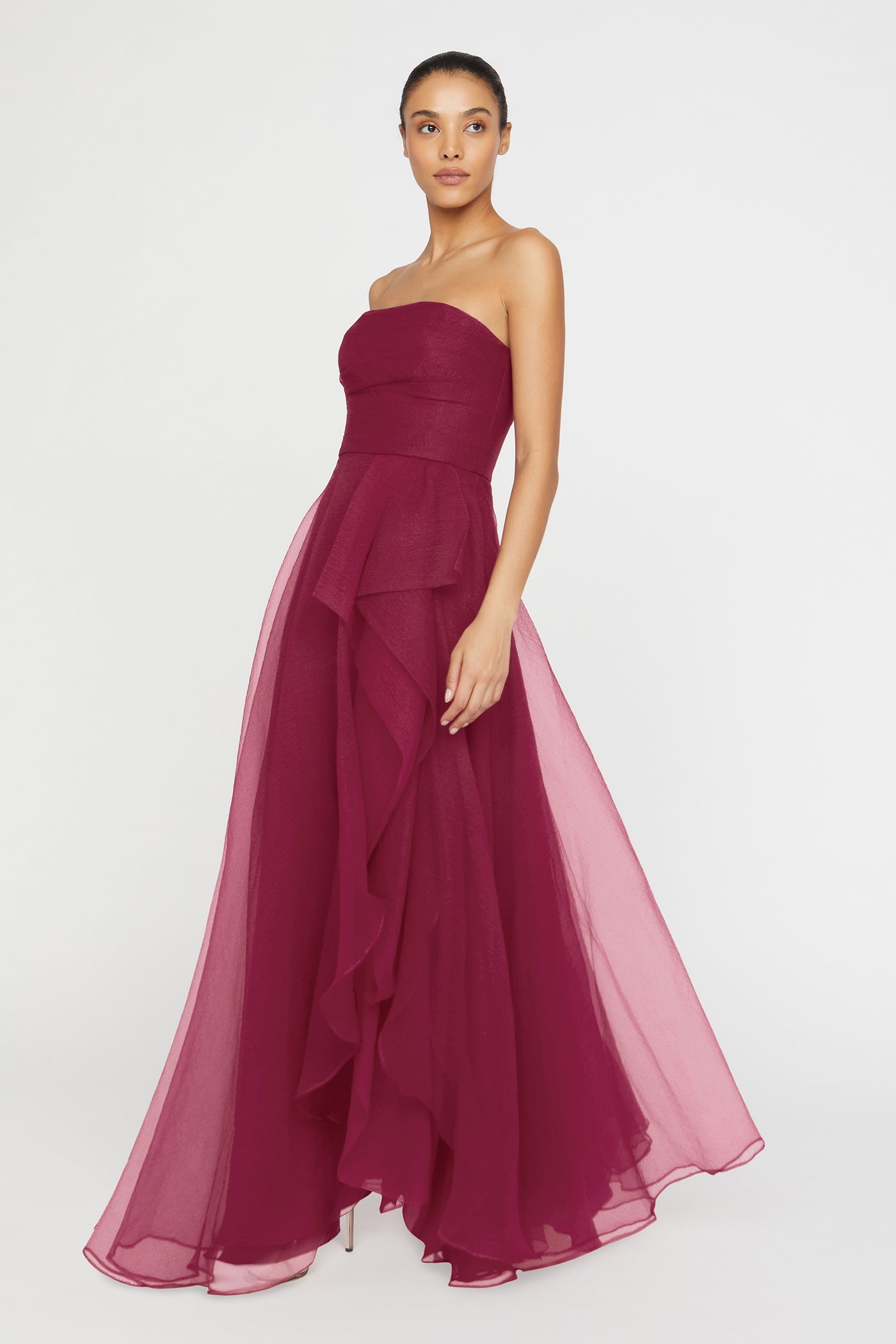 Teresa Strapless Draped Gown – THEIA