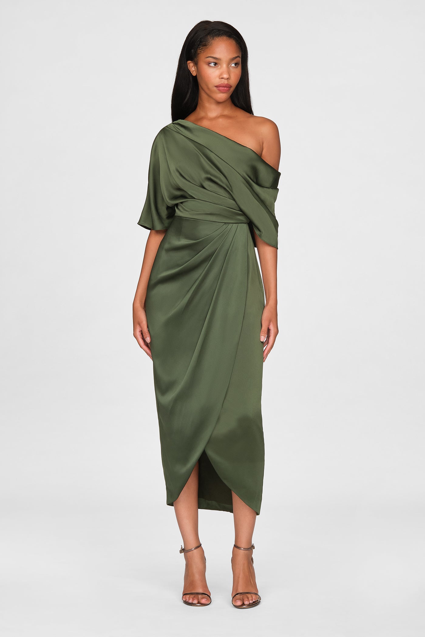 Theia Women's Rayna One-Shoulder Gown - Moss Green