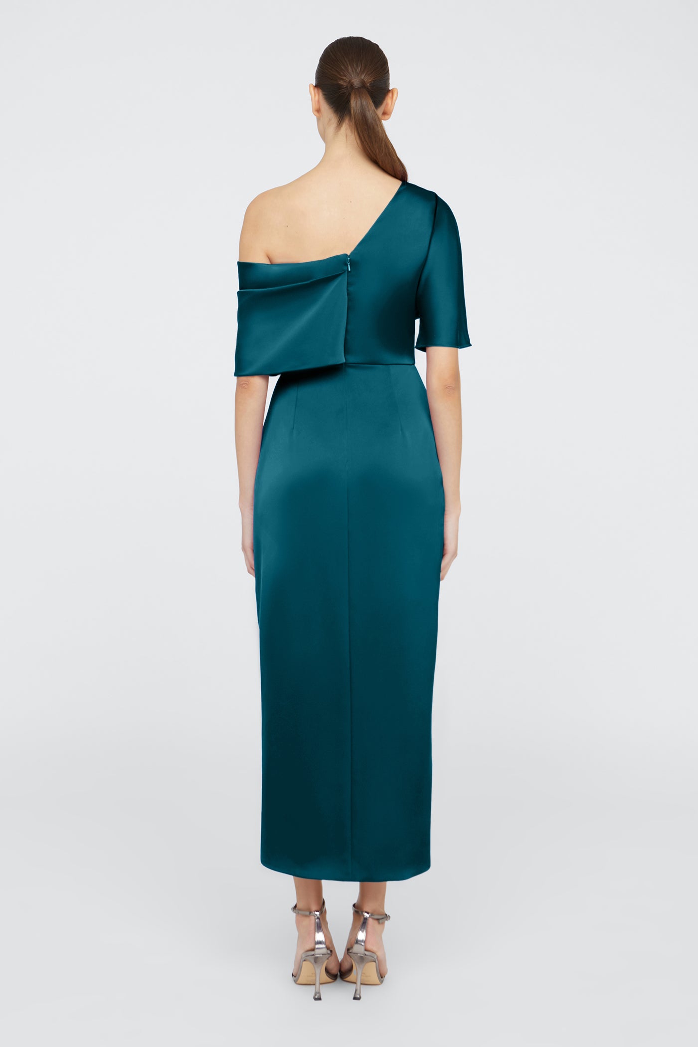 emerald green one shoulder dress Emerald Wave One-Shoulder Dress main image 1