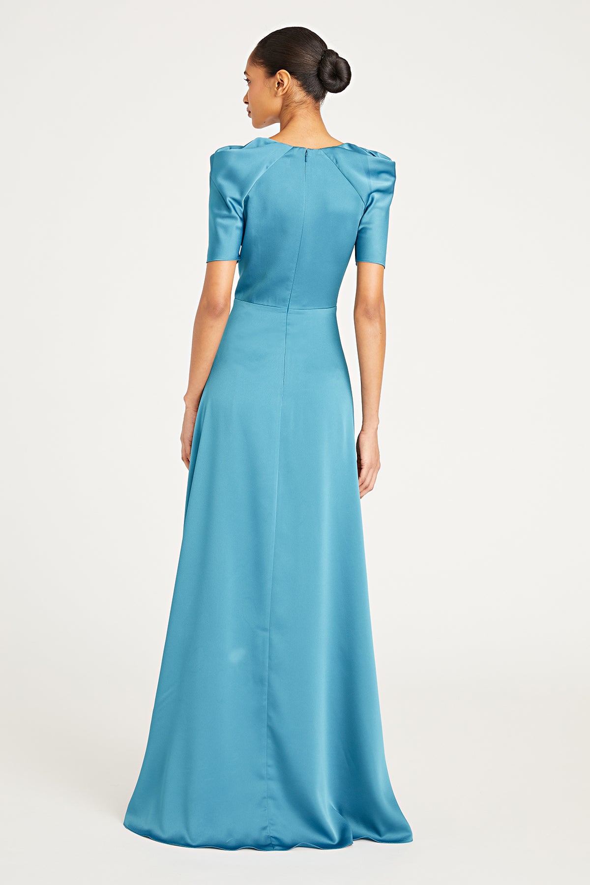 Marina V Neck Satin Gown THEIA Marina V Neck Satin Gown THEIA