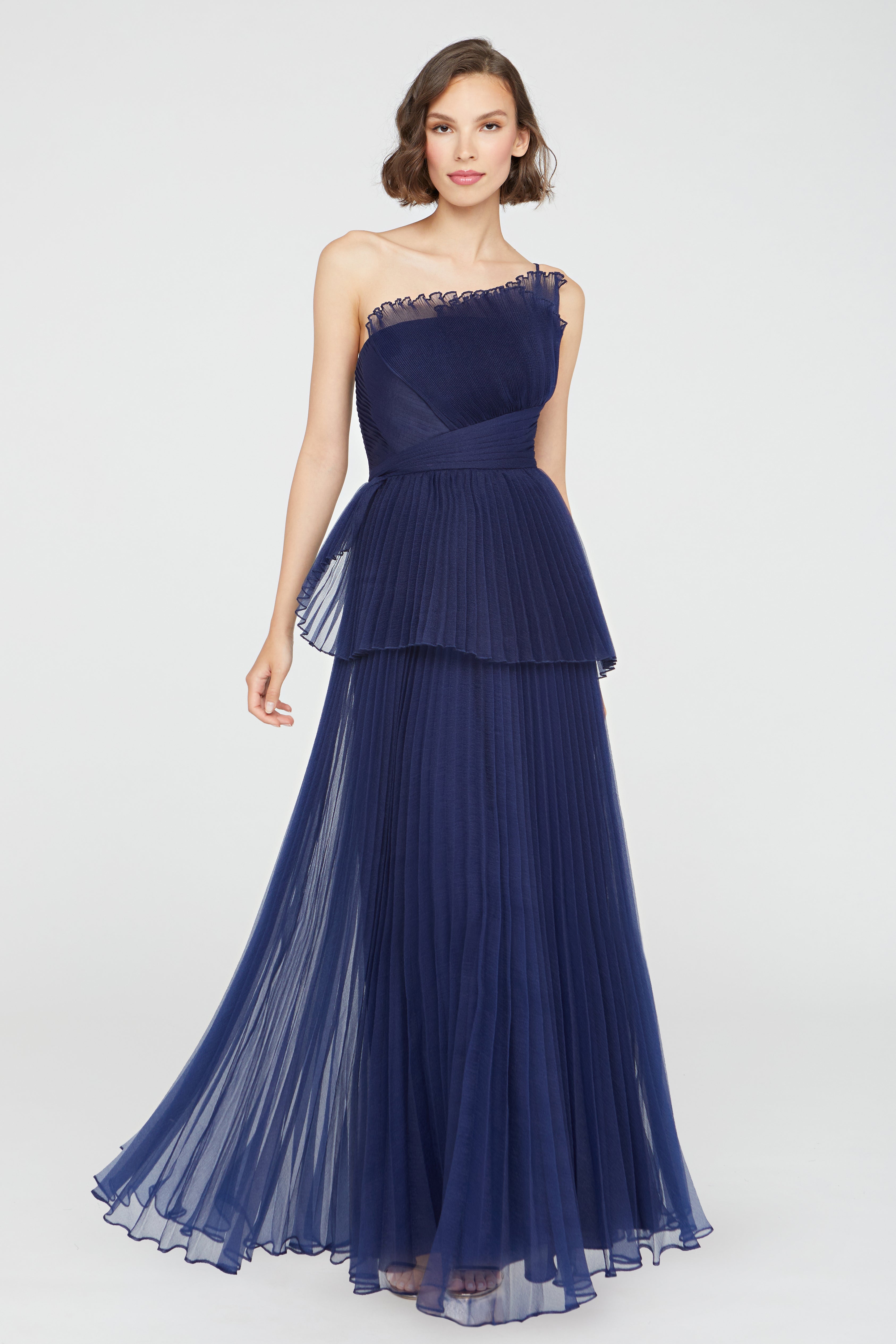 Delphine Pleated Organza Gown 10 / Navy Delphine Pleated Organza Gown 10 / Navy