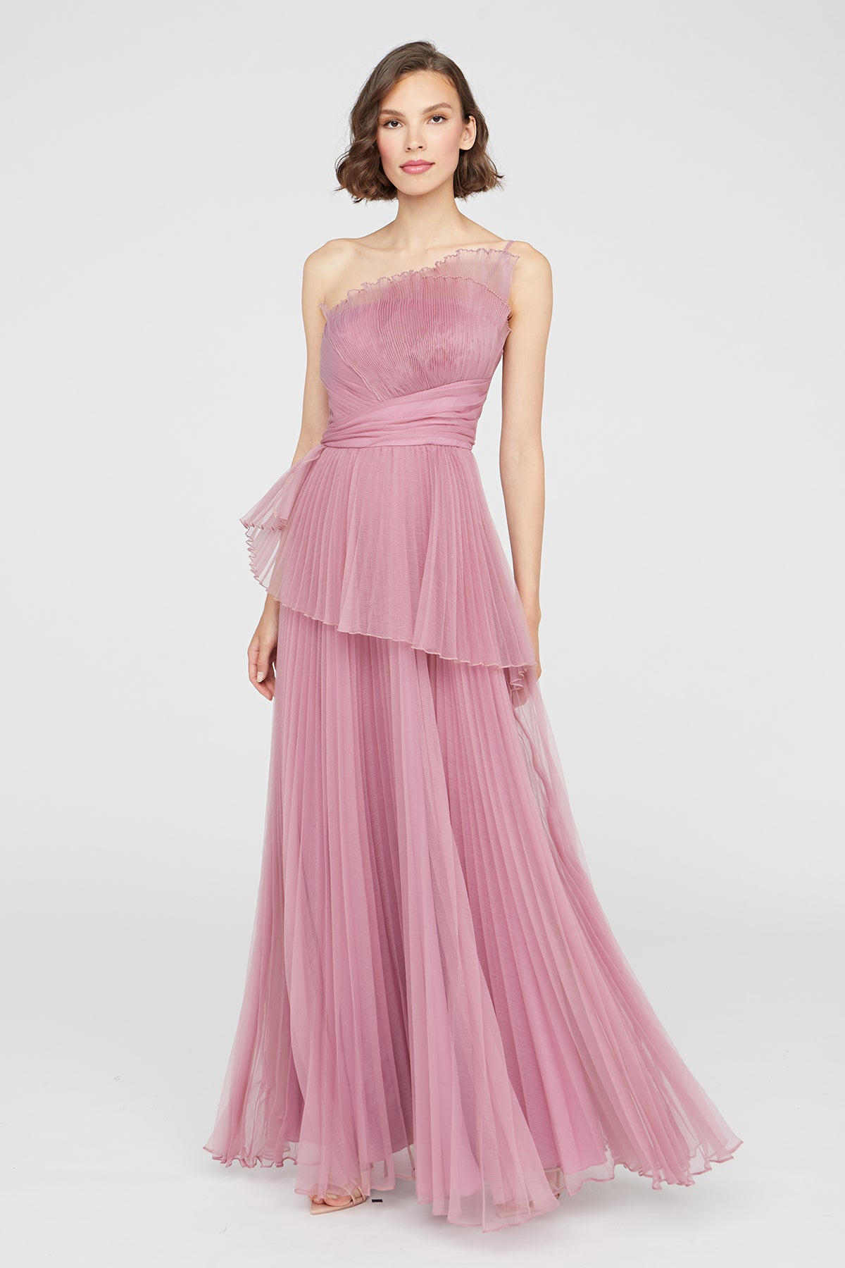 Delphine Pleated Organza Gown