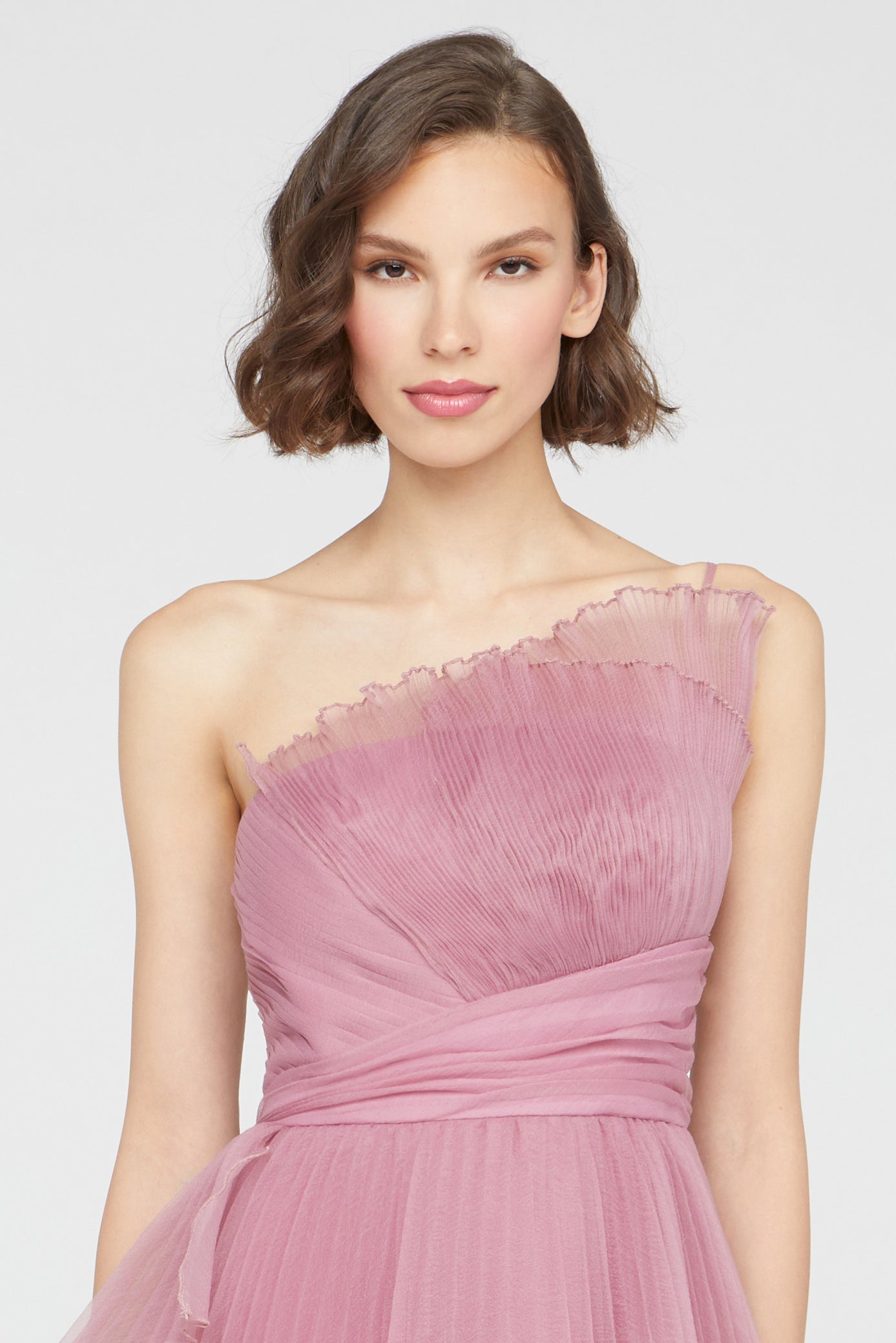 Delphine Pleated Organza Gown