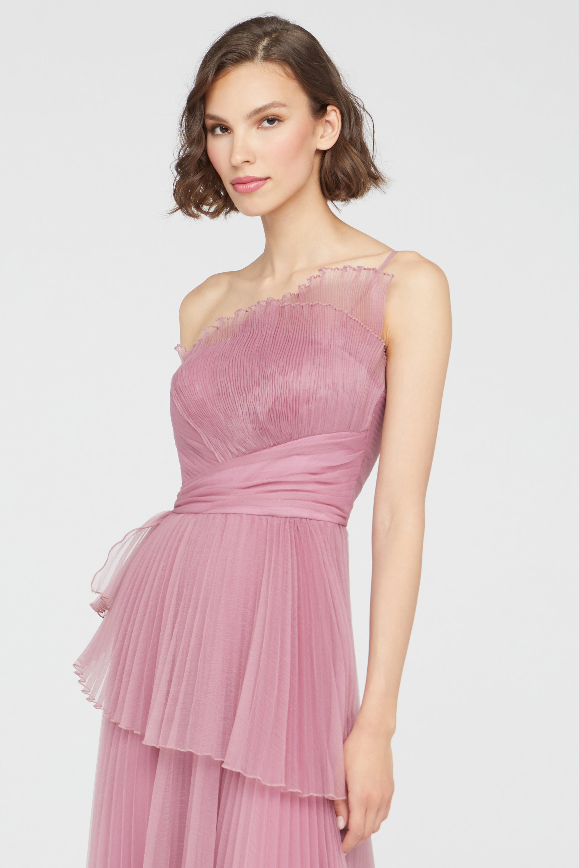 Delphine Pleated Organza Gown