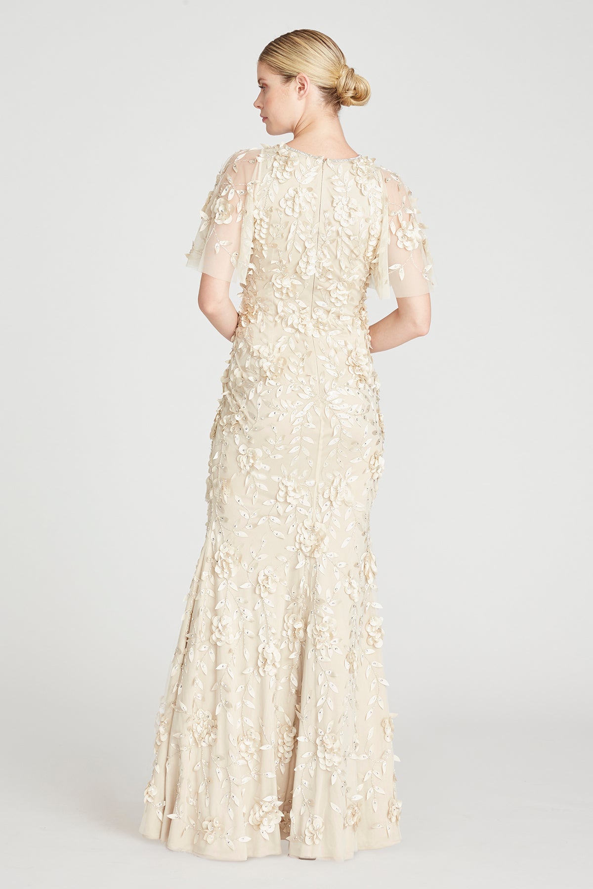 Theia flutter sleeve mermaid cheap gown